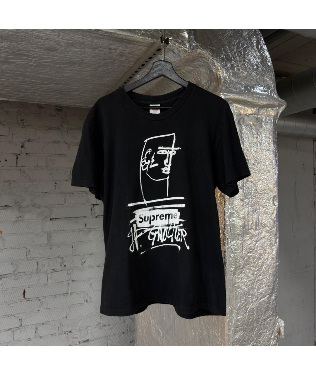SUPREME Черная хлопковая футболка, фото 7