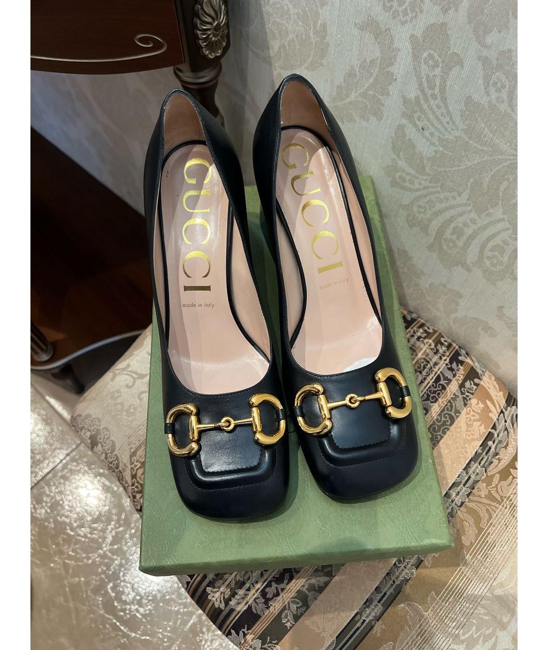 GUCCI Черные кожаные туфли, фото 2