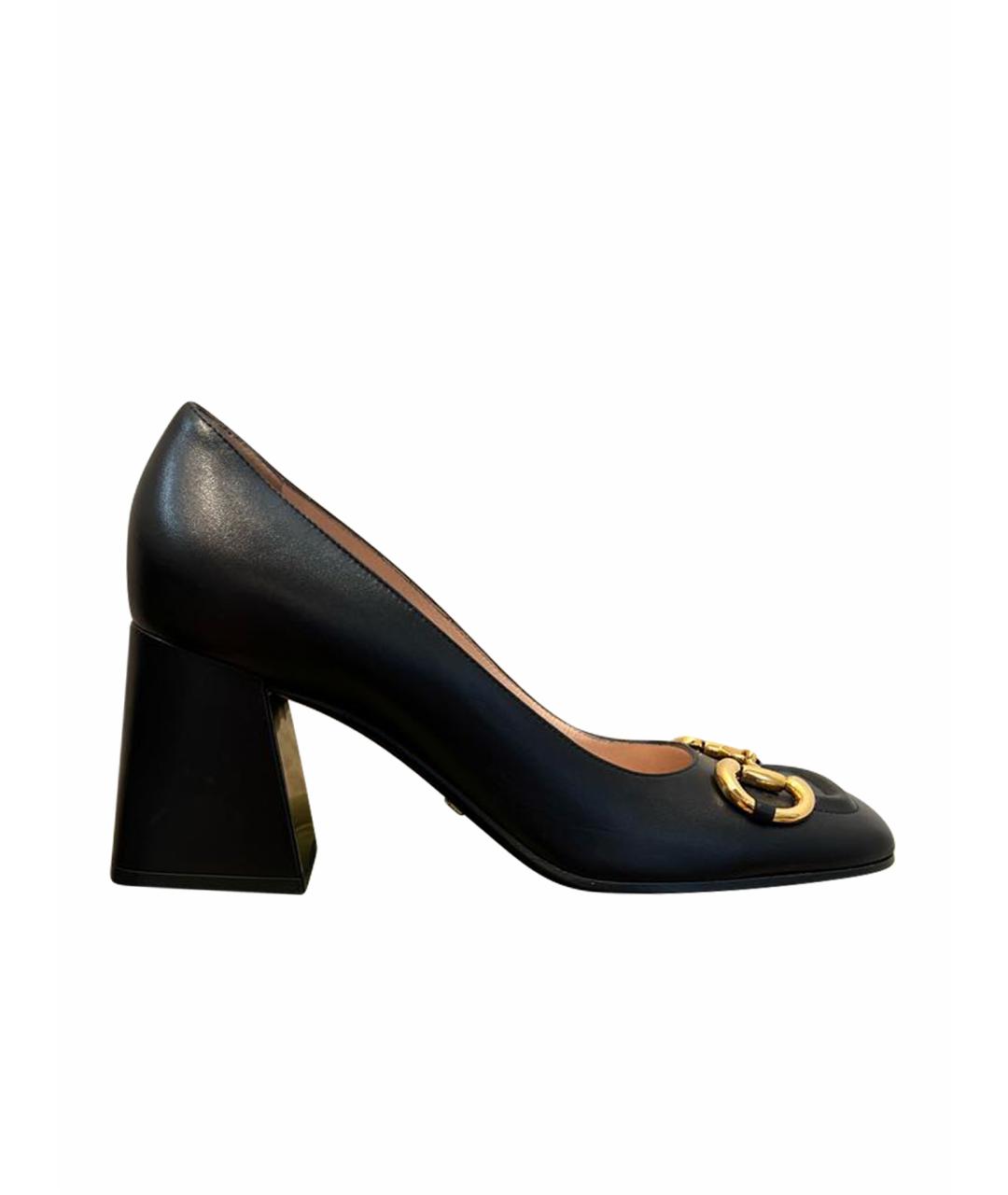 GUCCI Черные кожаные туфли, фото 1