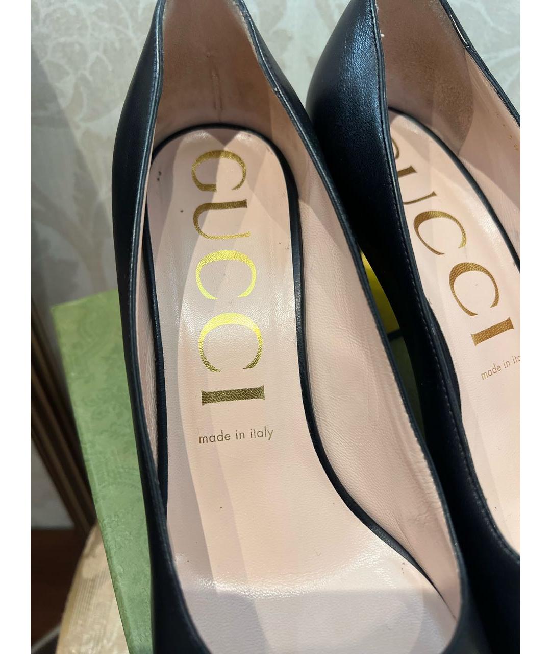GUCCI Черные кожаные туфли, фото 6