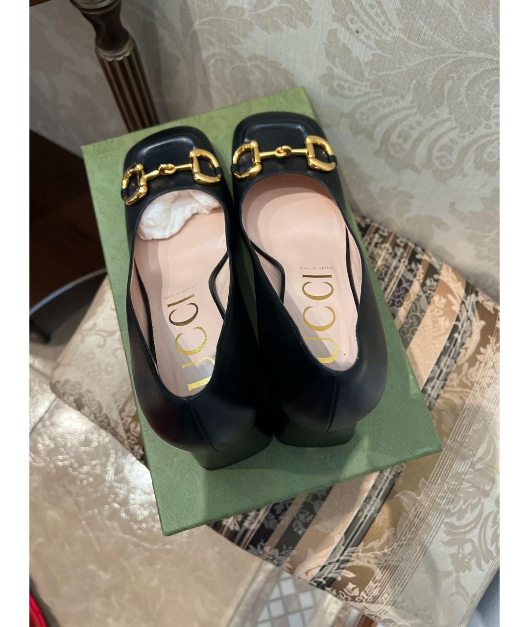 GUCCI Черные кожаные туфли, фото 3