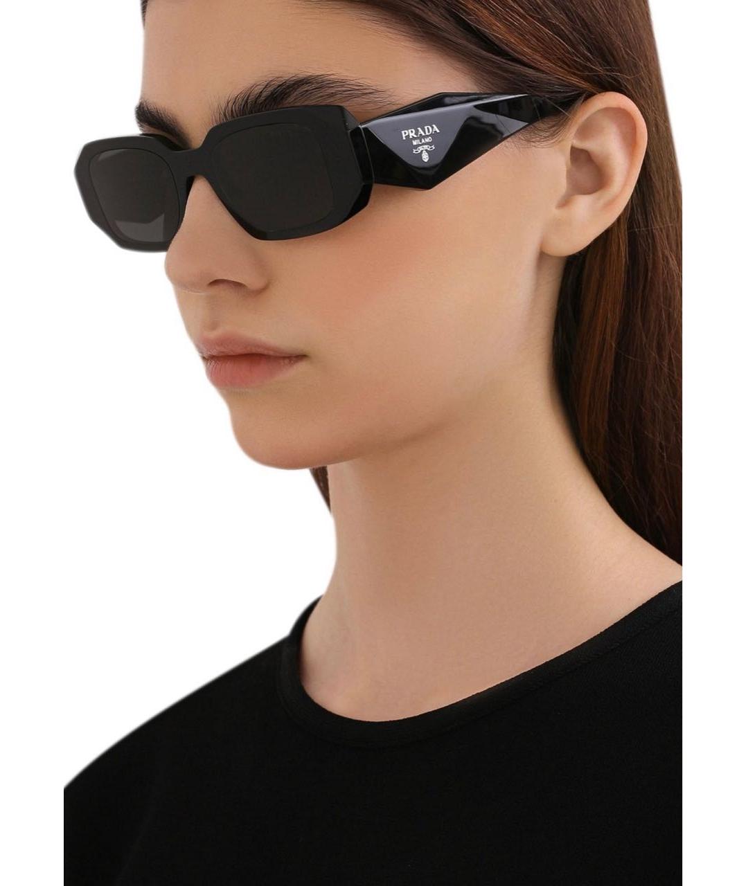 PRADA Черные пластиковые солнцезащитные очки, фото 7