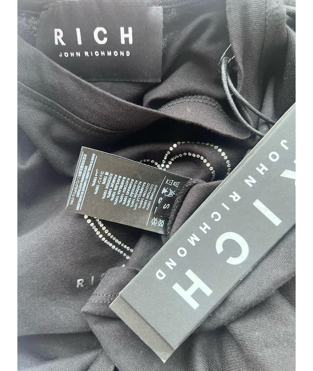 JOHN RICHMOND Черная хлопковая футболка, фото 3