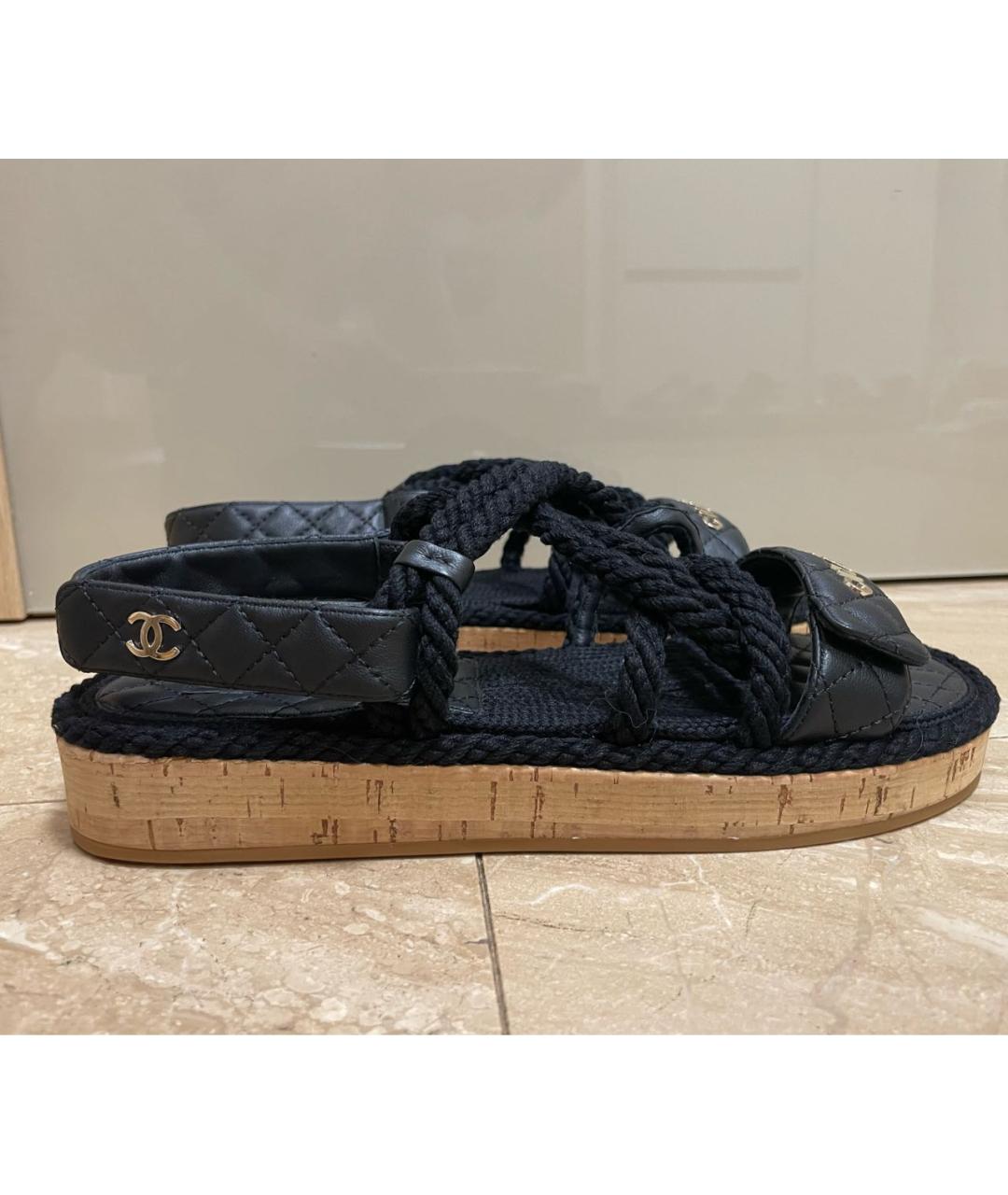 CHANEL Черные кожаные сандалии, фото 8