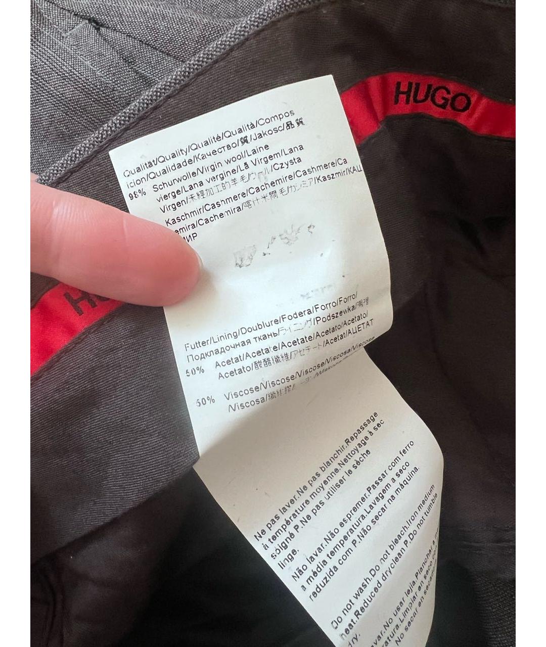 HUGO BOSS Серые шерстяные классические брюки, фото 4