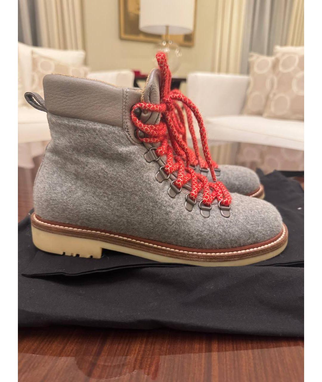 LORO PIANA Серые текстильные ботинки, фото 4
