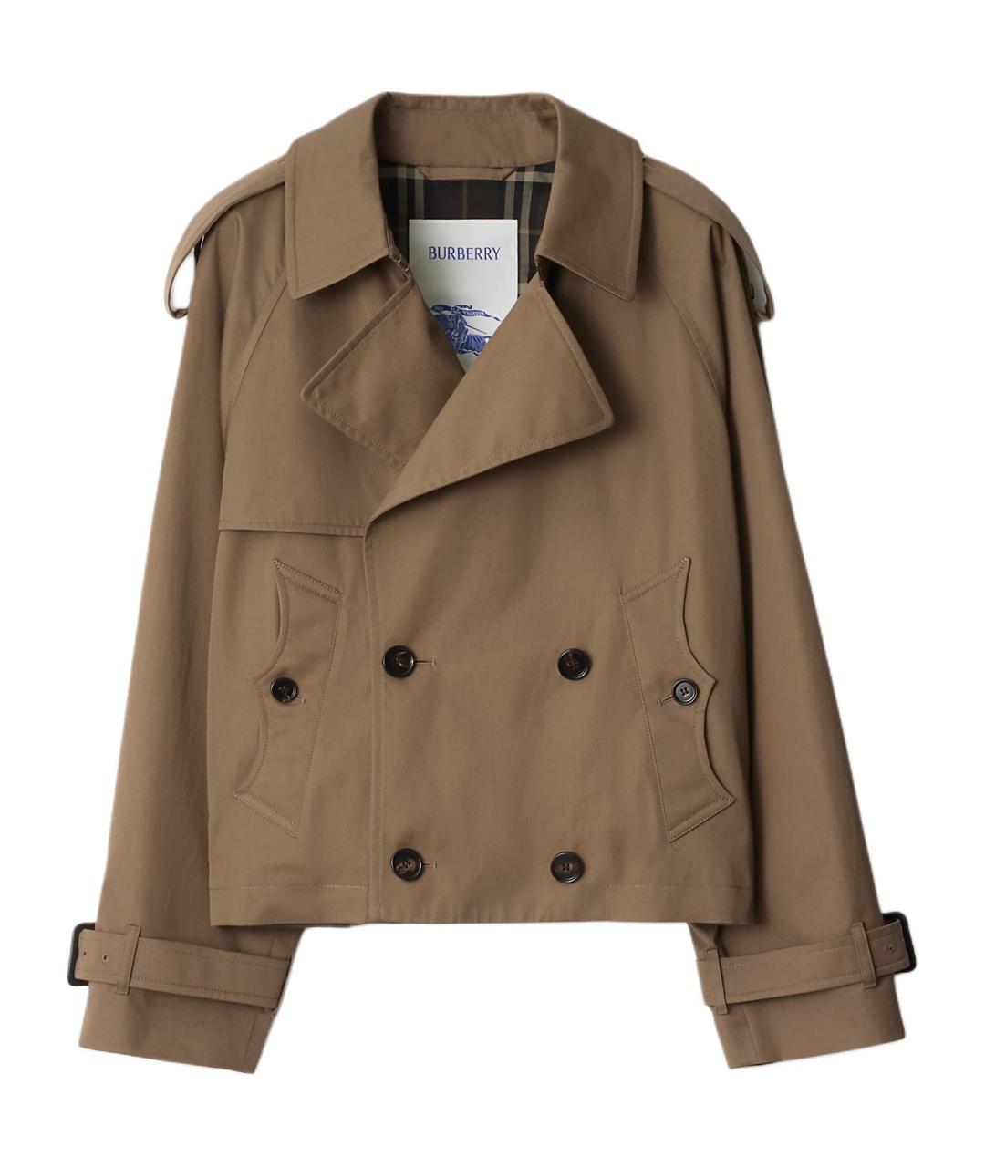 BURBERRY Коричневый хлопковый тренч / плащ, фото 1