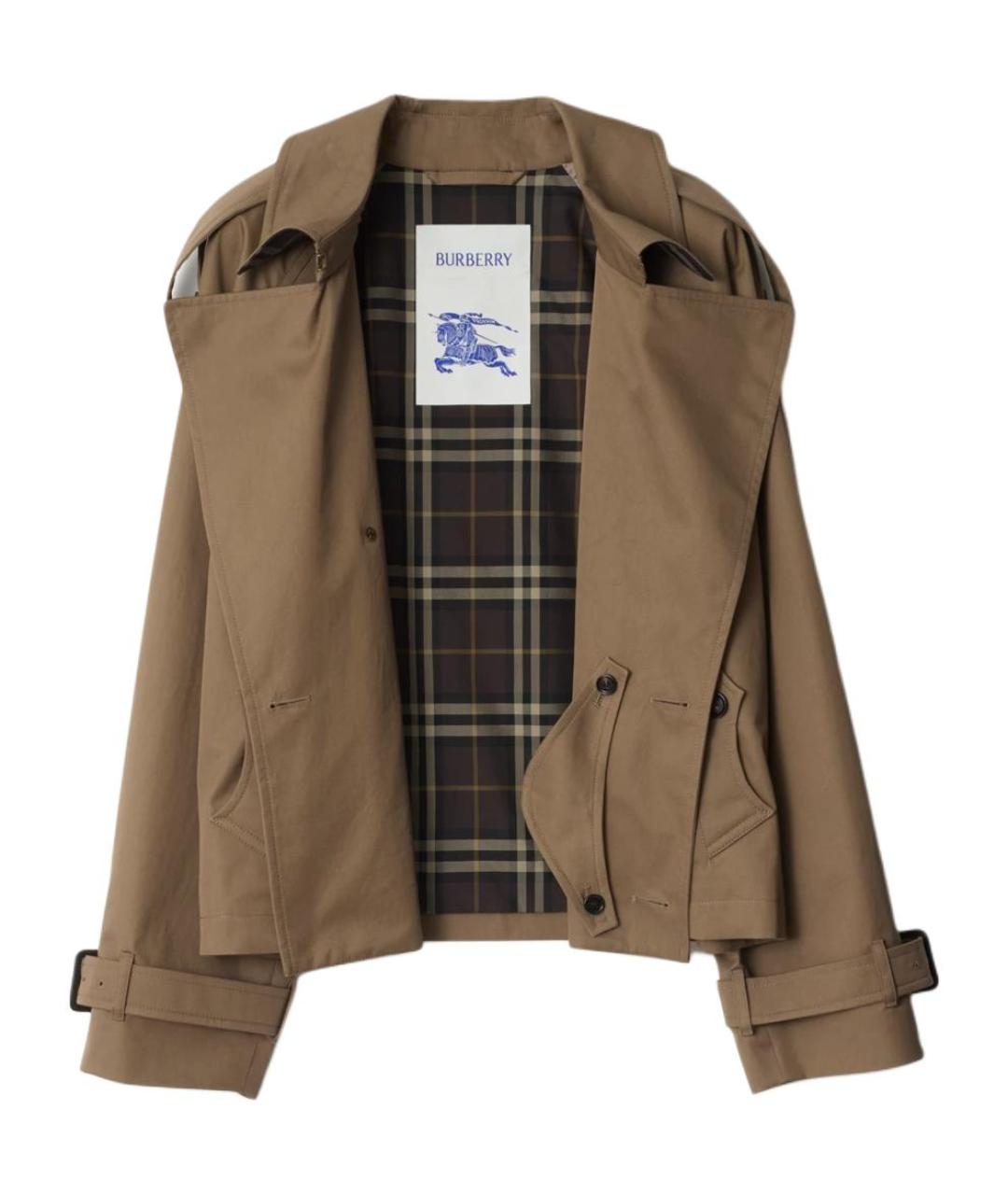BURBERRY Коричневый хлопковый тренч / плащ, фото 2