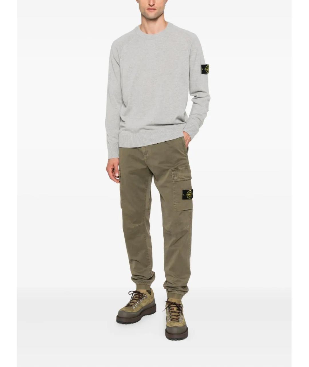 STONE ISLAND Хаки хлопковые повседневные брюки, фото 2