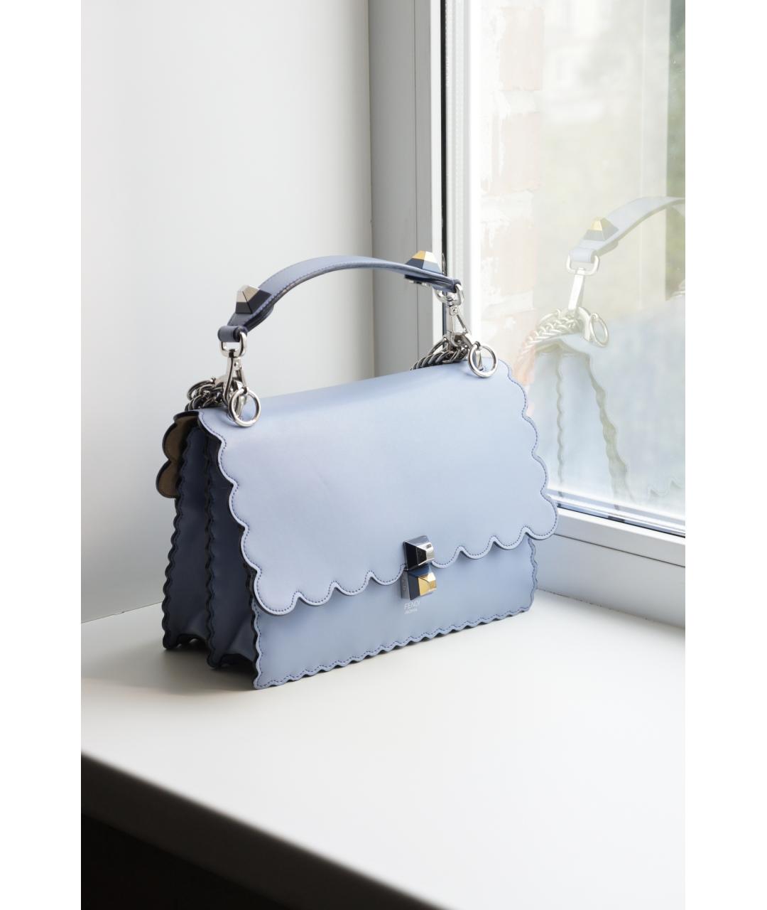 FENDI Голубая кожаная сумка через плечо, фото 3