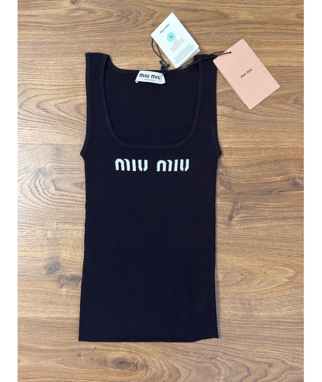 MIU MIU Черная майка, фото 2