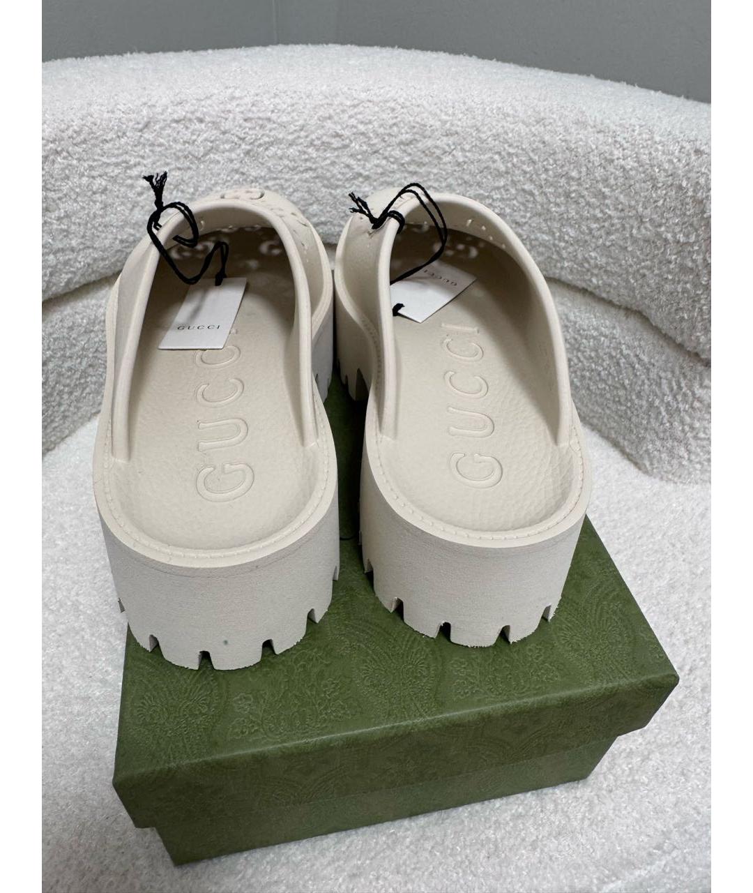 GUCCI Бежевые резиновые сабо, фото 3