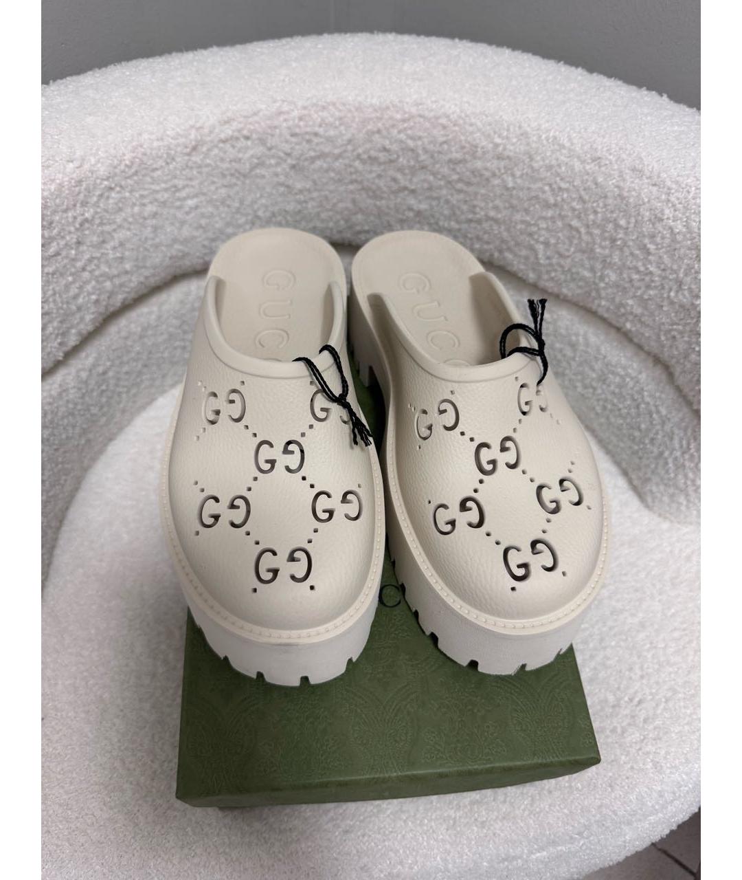 GUCCI Бежевые резиновые сабо, фото 2