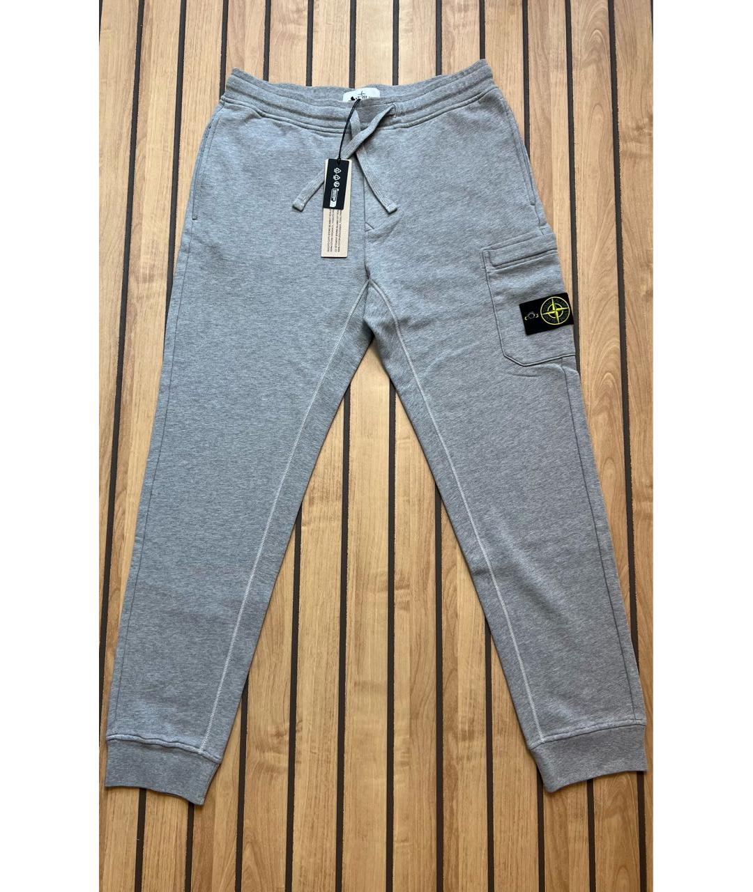 STONE ISLAND Серые хлопковые повседневные брюки, фото 5