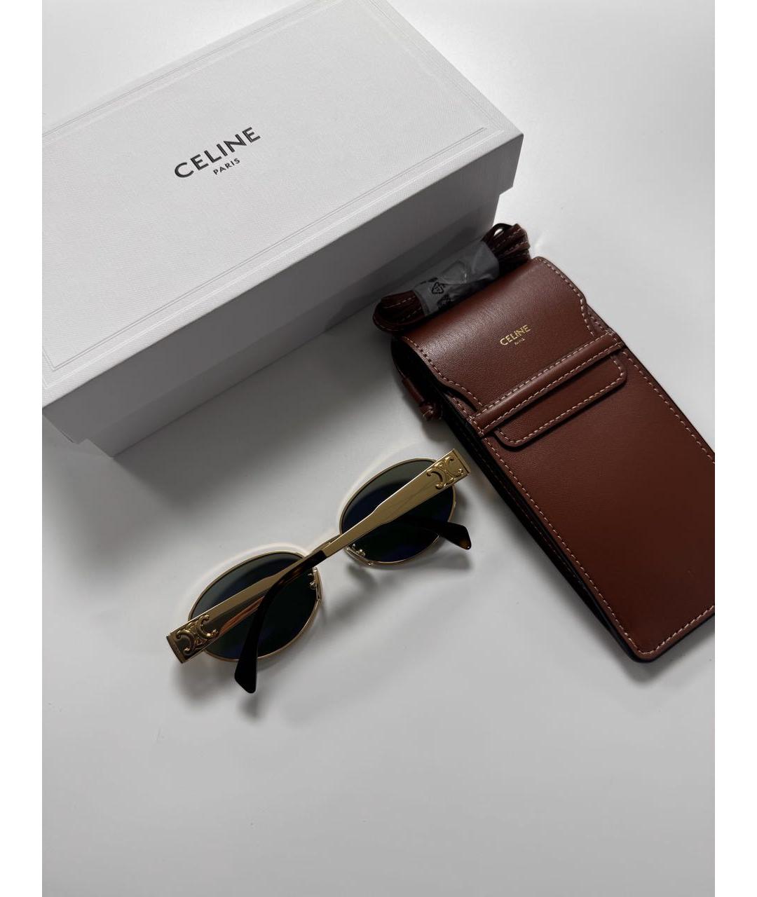 CELINE Золотые металлические солнцезащитные очки, фото 6