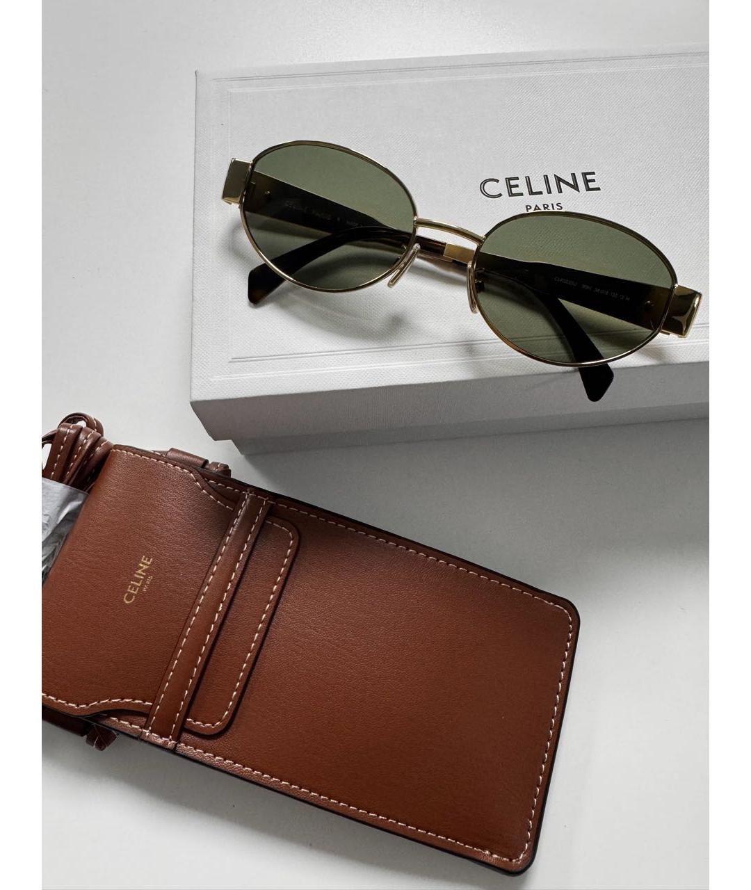 CELINE Золотые металлические солнцезащитные очки, фото 5