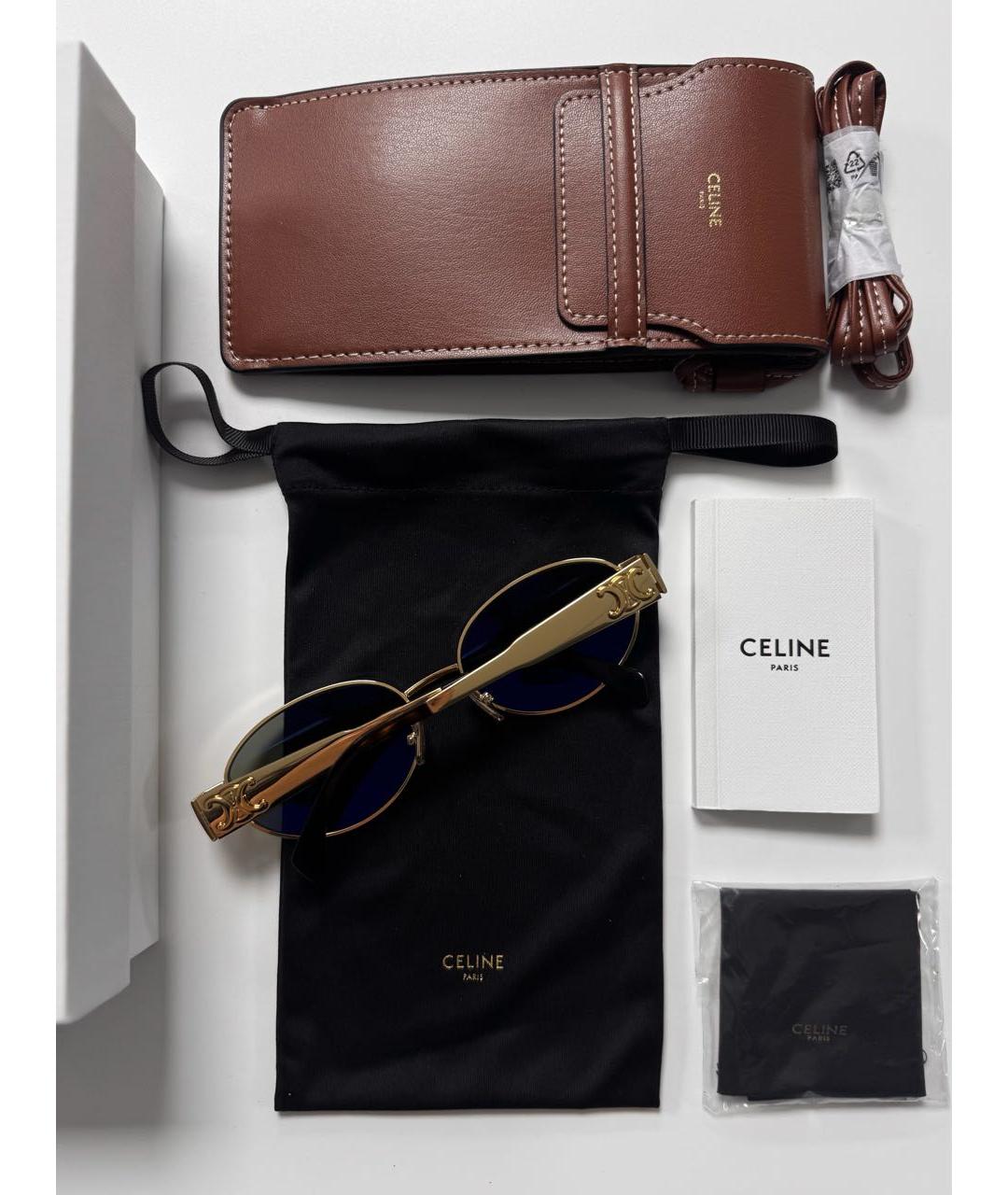 CELINE Золотые металлические солнцезащитные очки, фото 4