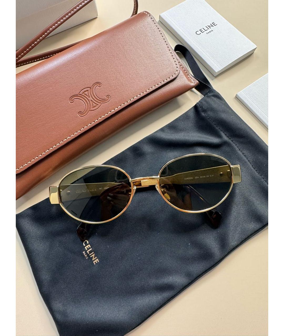 CELINE Золотые металлические солнцезащитные очки, фото 5
