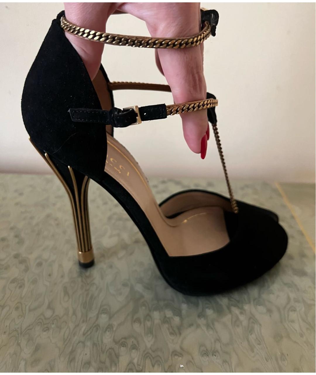 GUCCI Черные замшевые босоножки, фото 2