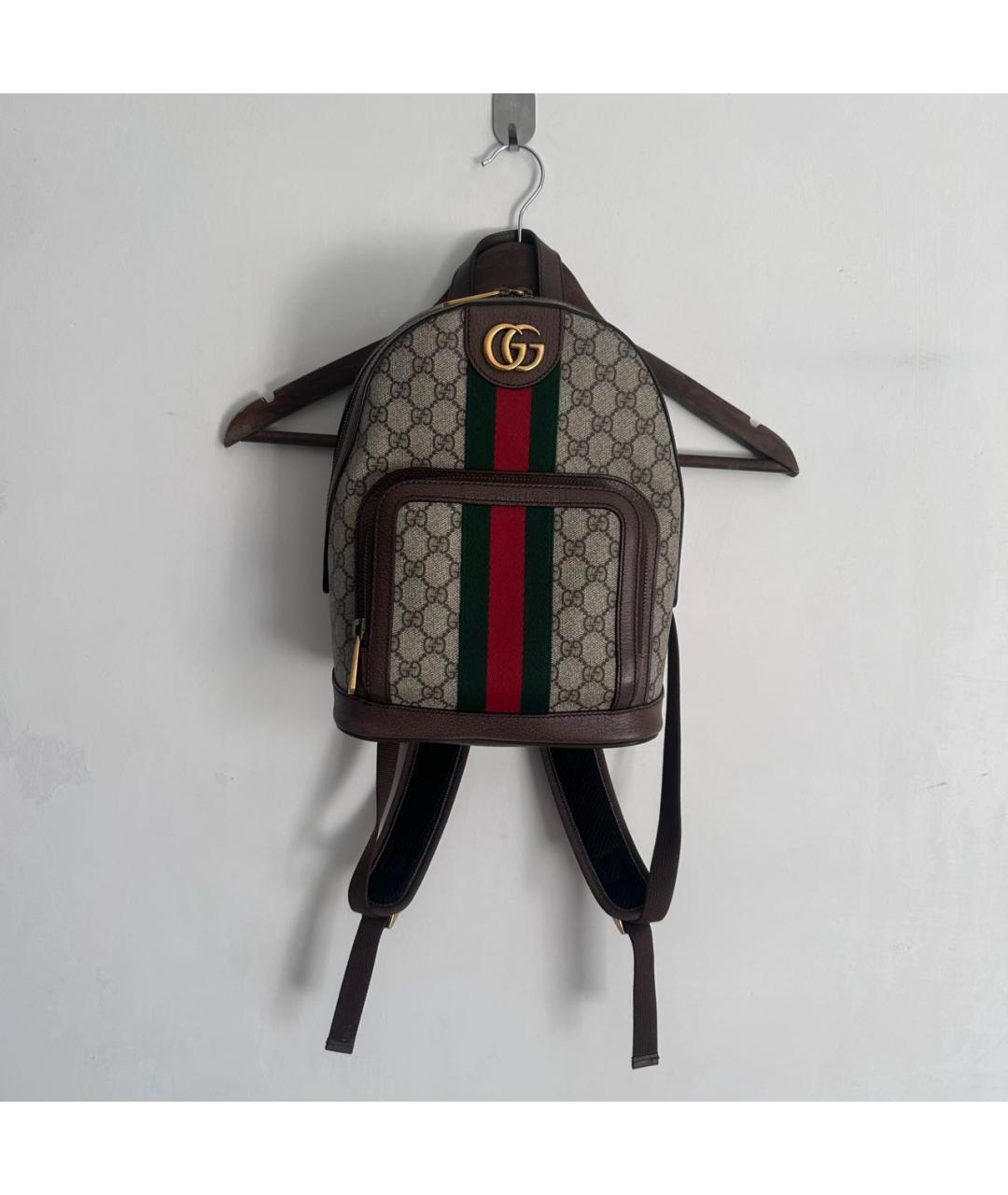GUCCI Коричневый кожаный рюкзак, фото 8