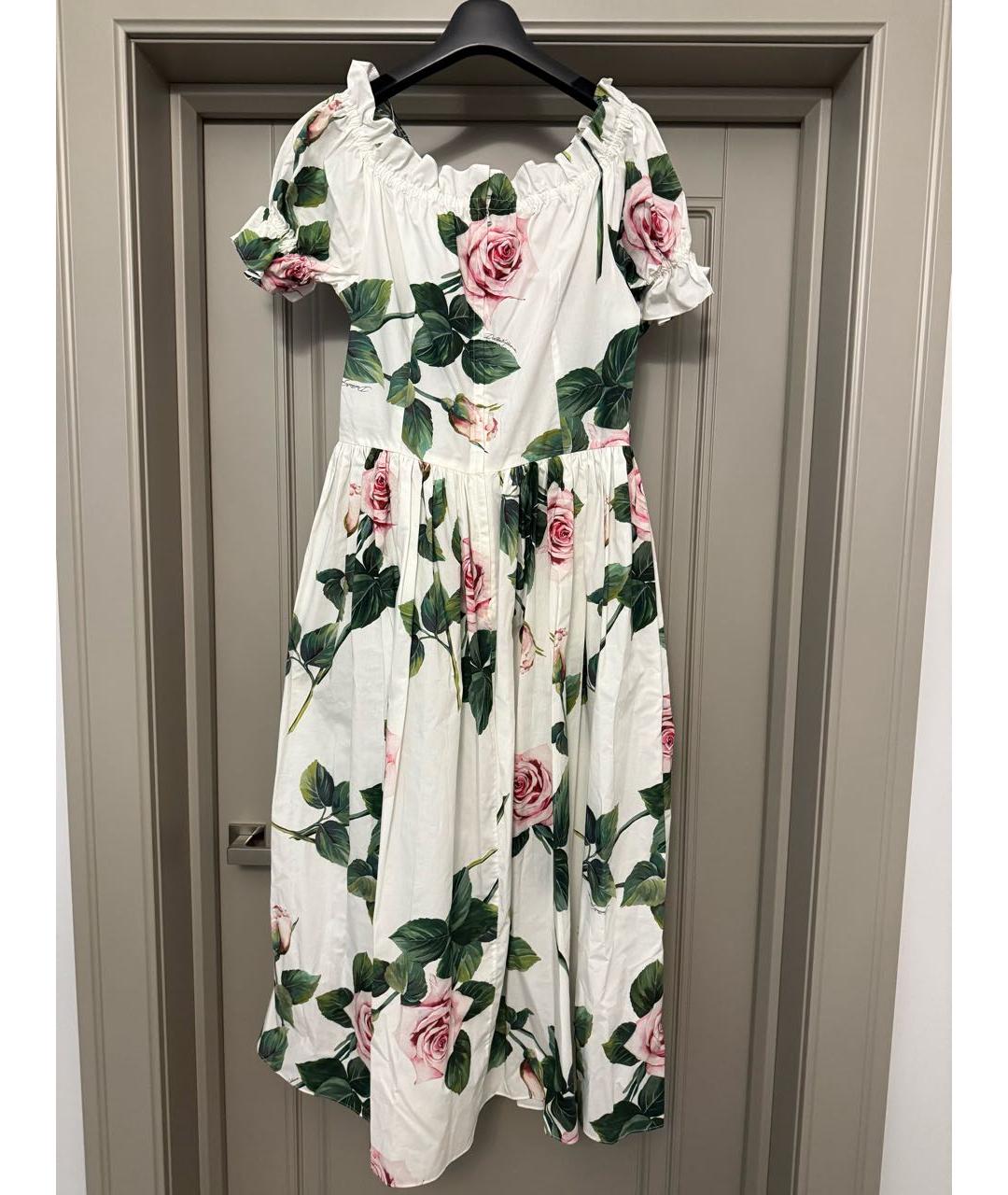 DOLCE&GABBANA Белое хлопковое повседневное платье, фото 2
