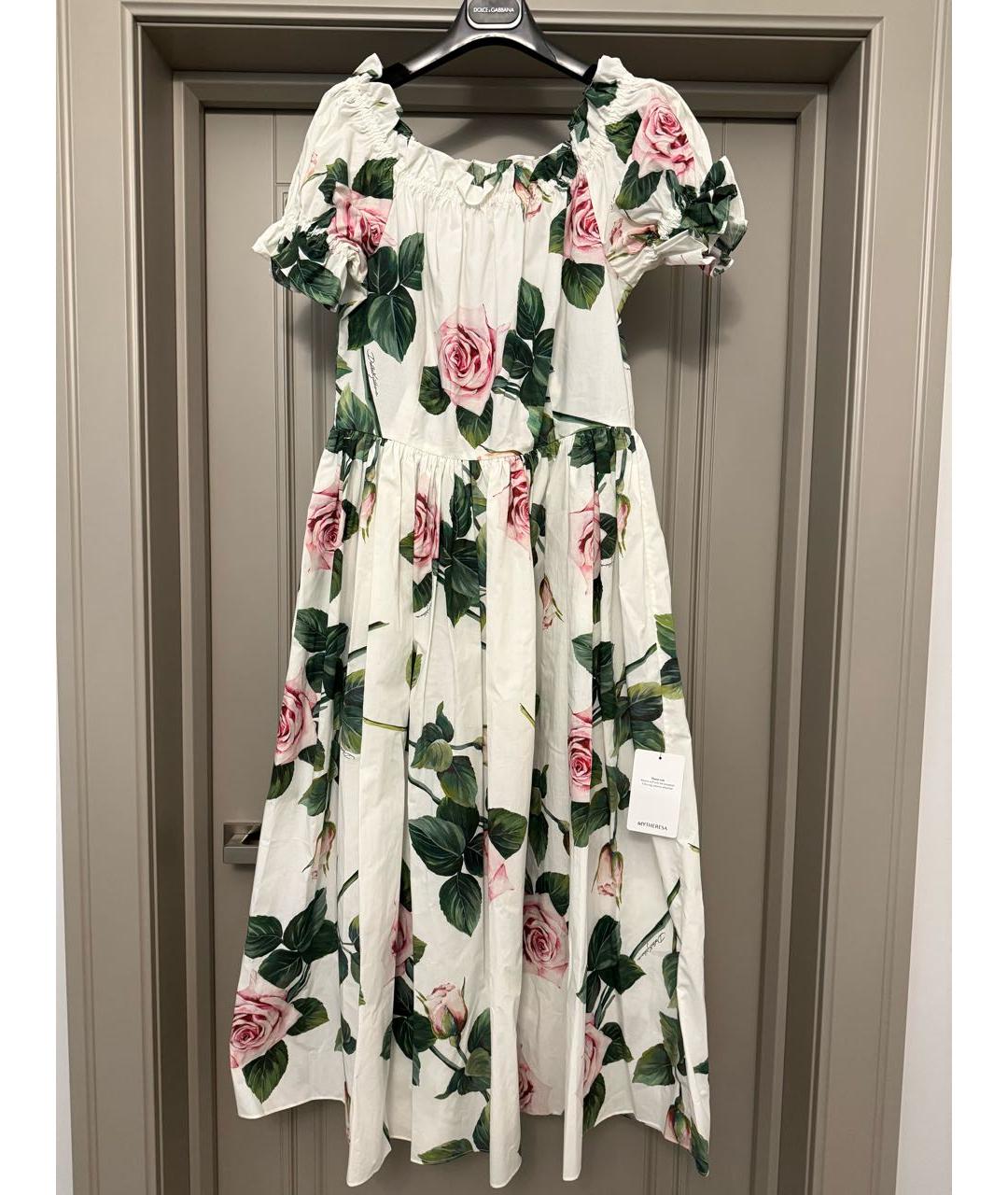 DOLCE&GABBANA Белое хлопковое повседневное платье, фото 5