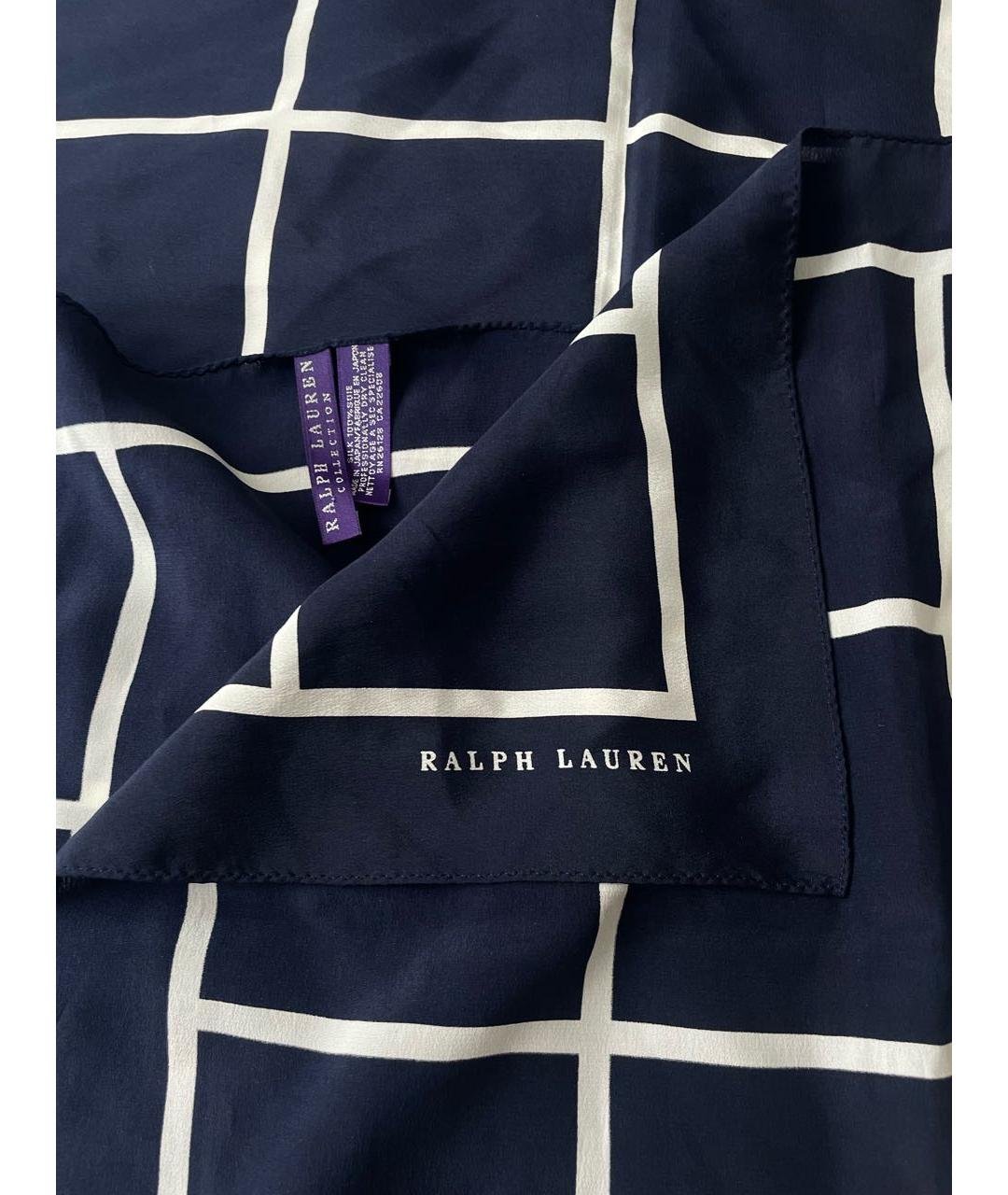 RALPH LAUREN PURPLE LABEL Темно-синий шелковый платок, фото 3
