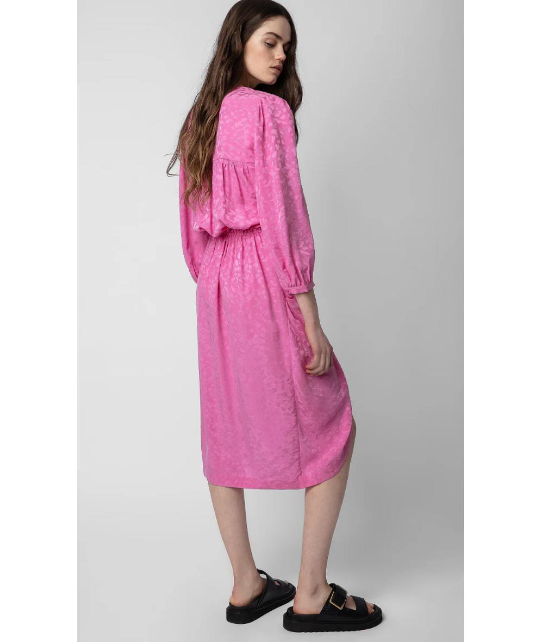 ZADIG & VOLTAIRE Розовое шелковое коктейльное платье, фото 3