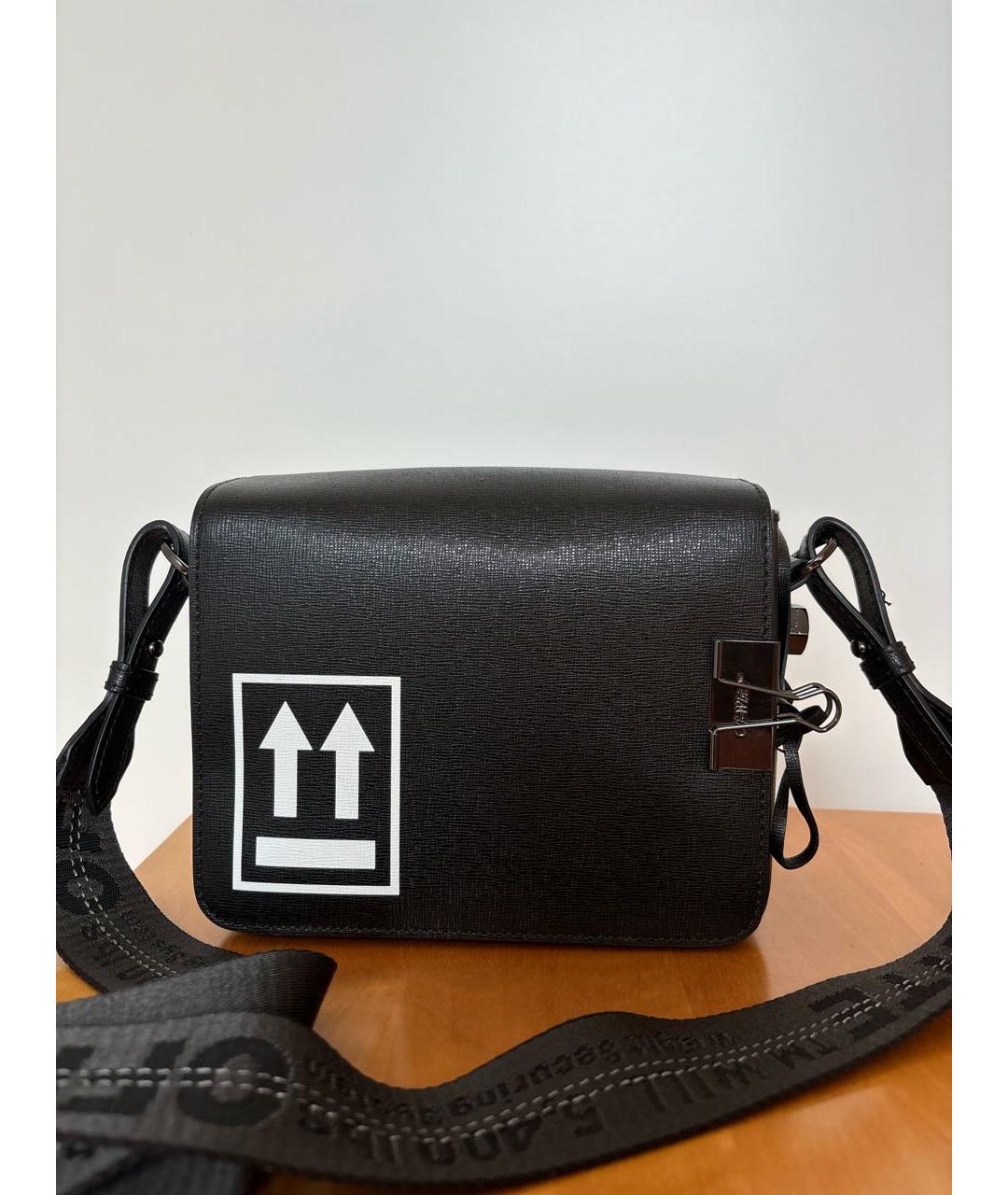 OFF-WHITE Черная кожаная сумка через плечо, фото 8