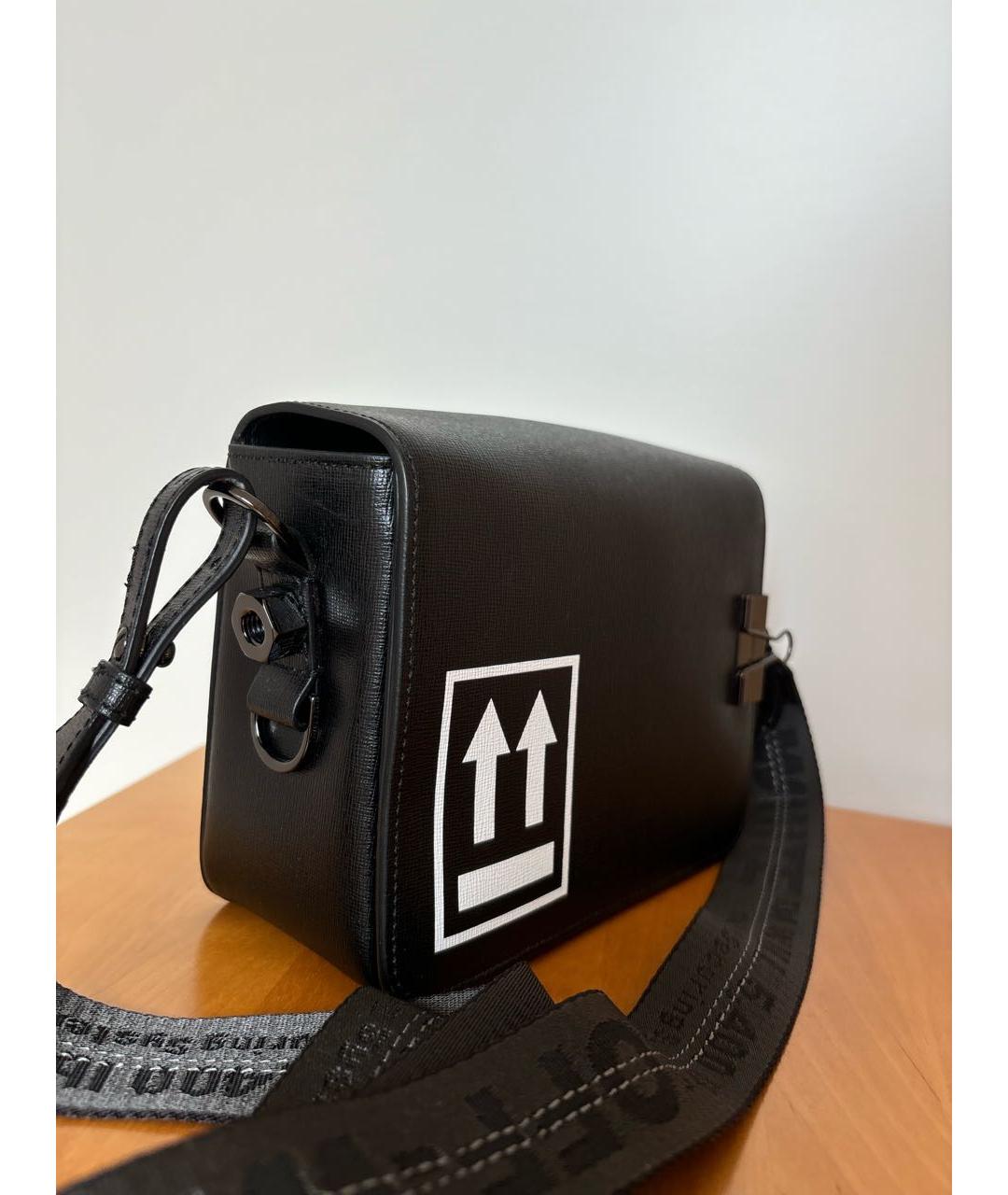 OFF-WHITE Черная кожаная сумка через плечо, фото 2