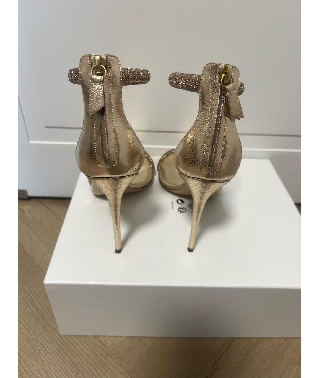 CASADEI Золотые кожаные босоножки, фото 4