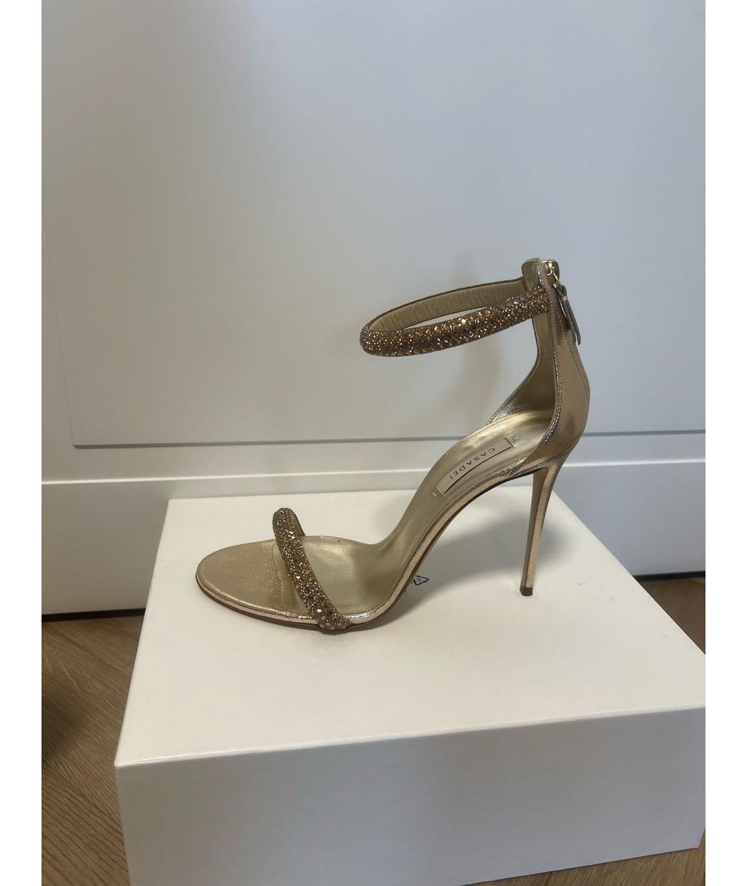 CASADEI Золотые кожаные босоножки, фото 6