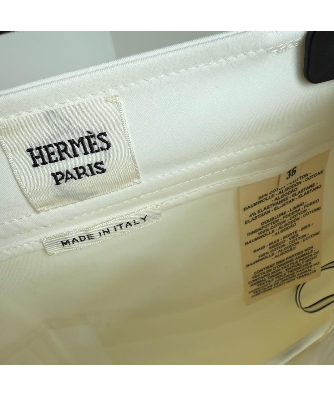 HERMES Белые хлопковые шорты, фото 5