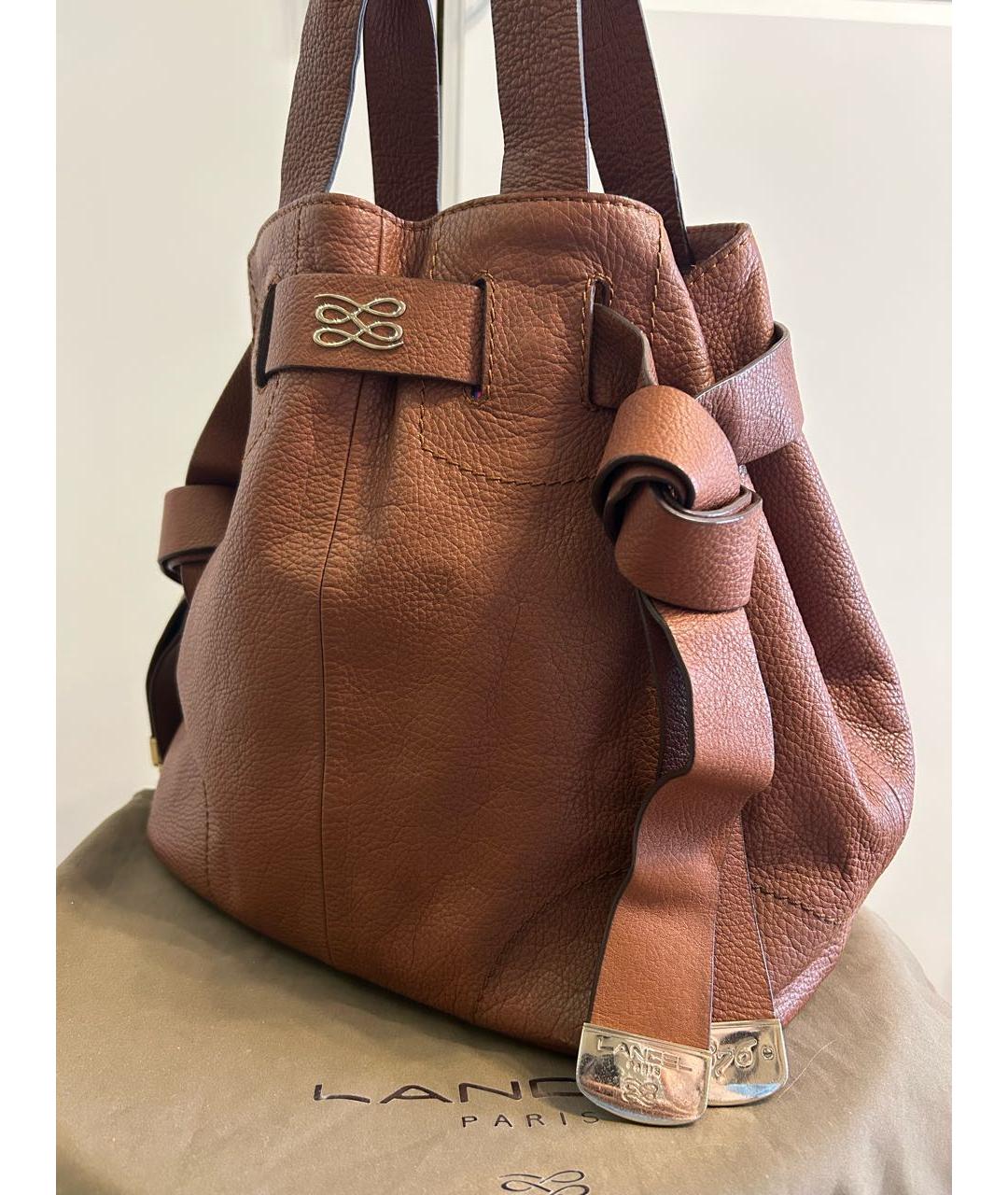 LANCEL Коричневая кожаная сумка тоут, фото 2