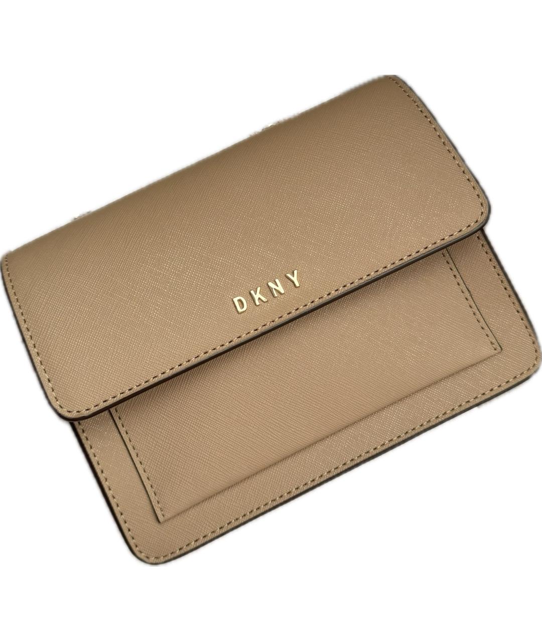 DKNY Бежевая кожаная сумка через плечо, фото 1