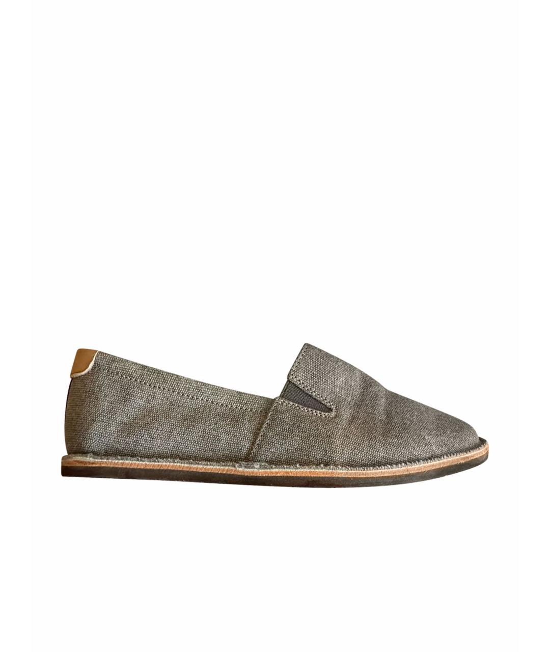BRUNELLO CUCINELLI Серые текстильные лоферы/мокасины, фото 1