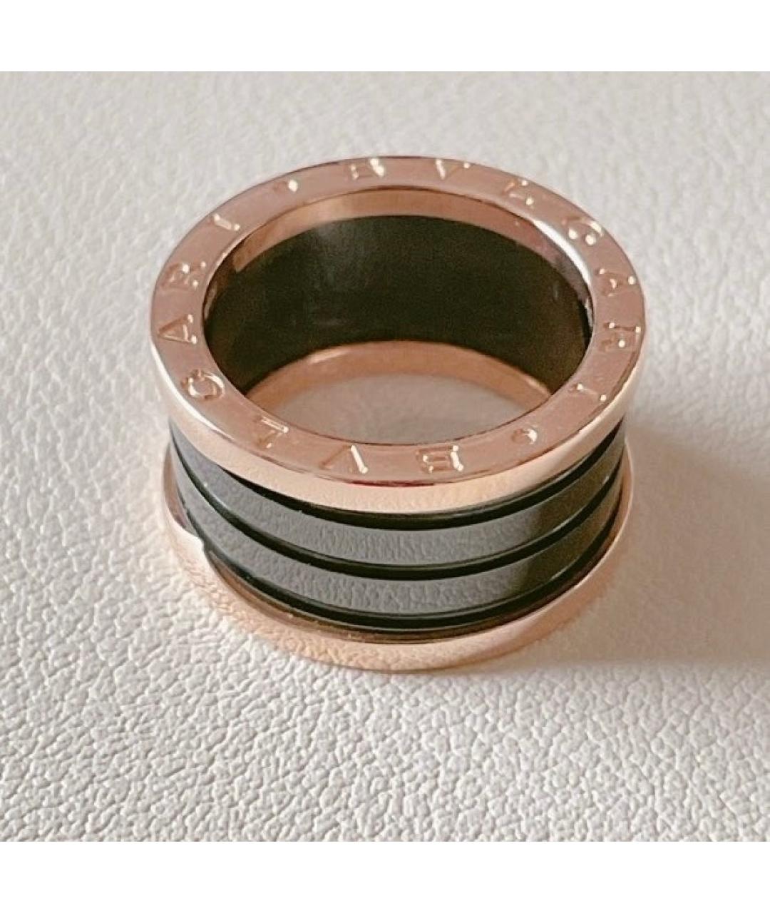 BVLGARI Черное кольцо из розового золота, фото 4