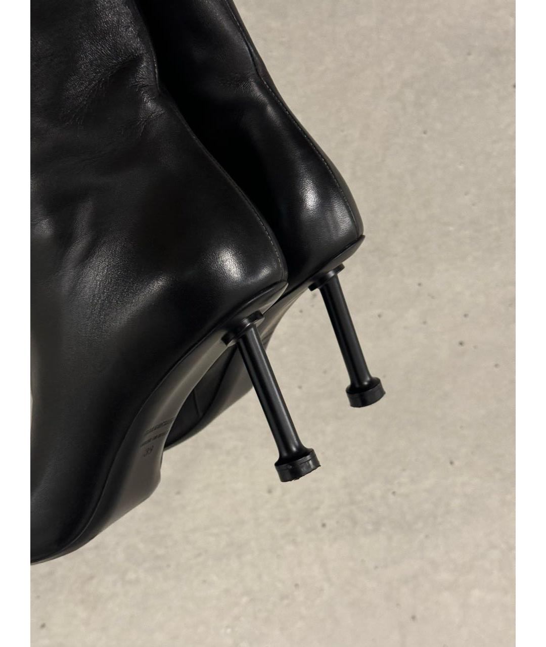 BALENCIAGA Черные кожаные ботильоны, фото 4