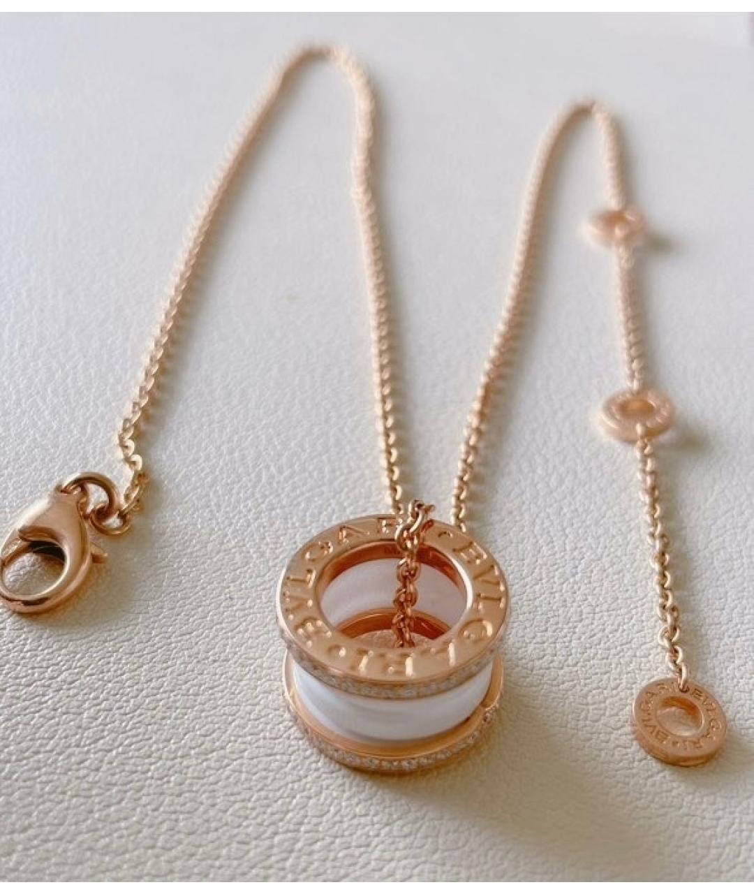 BVLGARI Белое колье из розового золота, фото 5