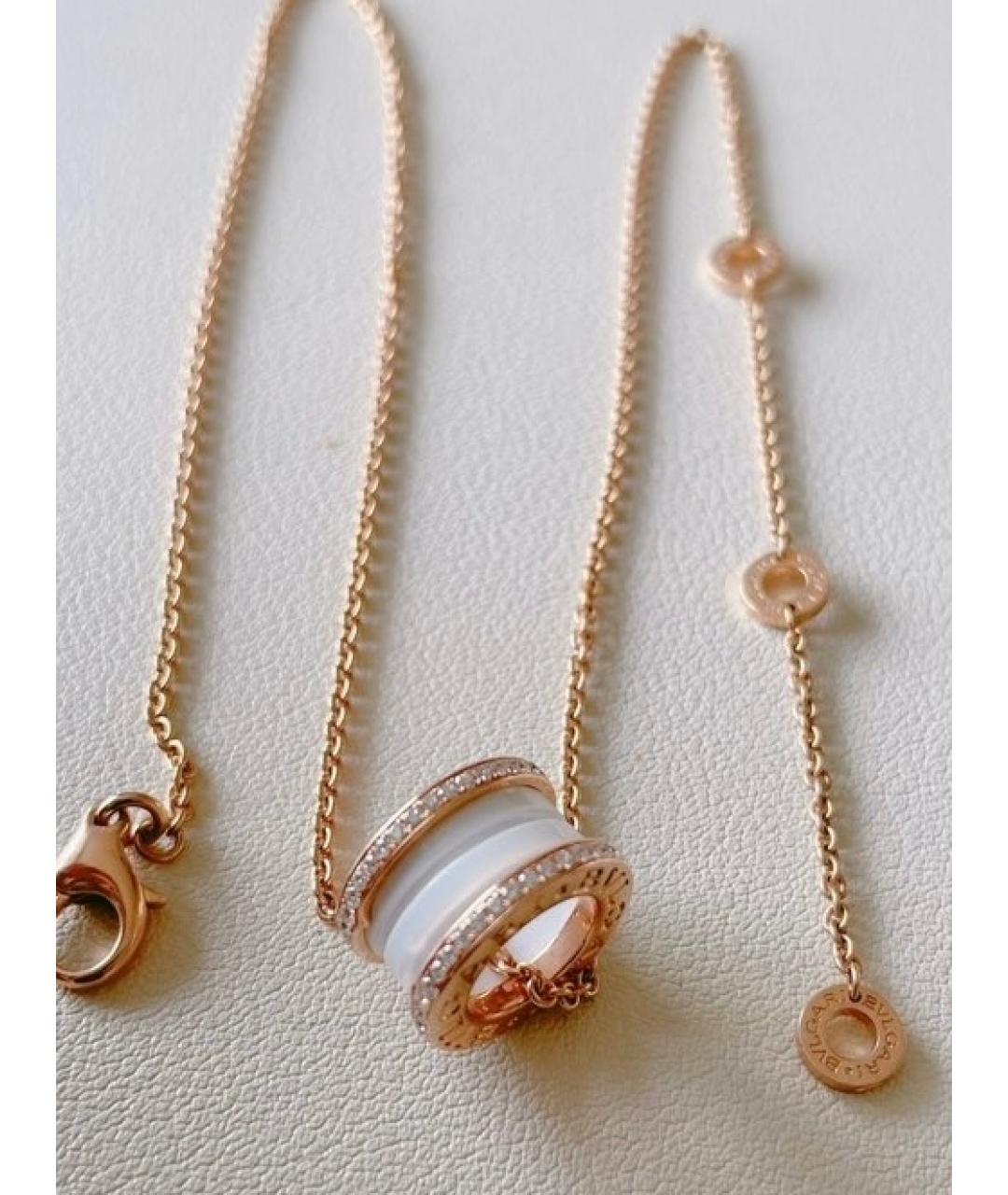 BVLGARI Белое колье из розового золота, фото 4