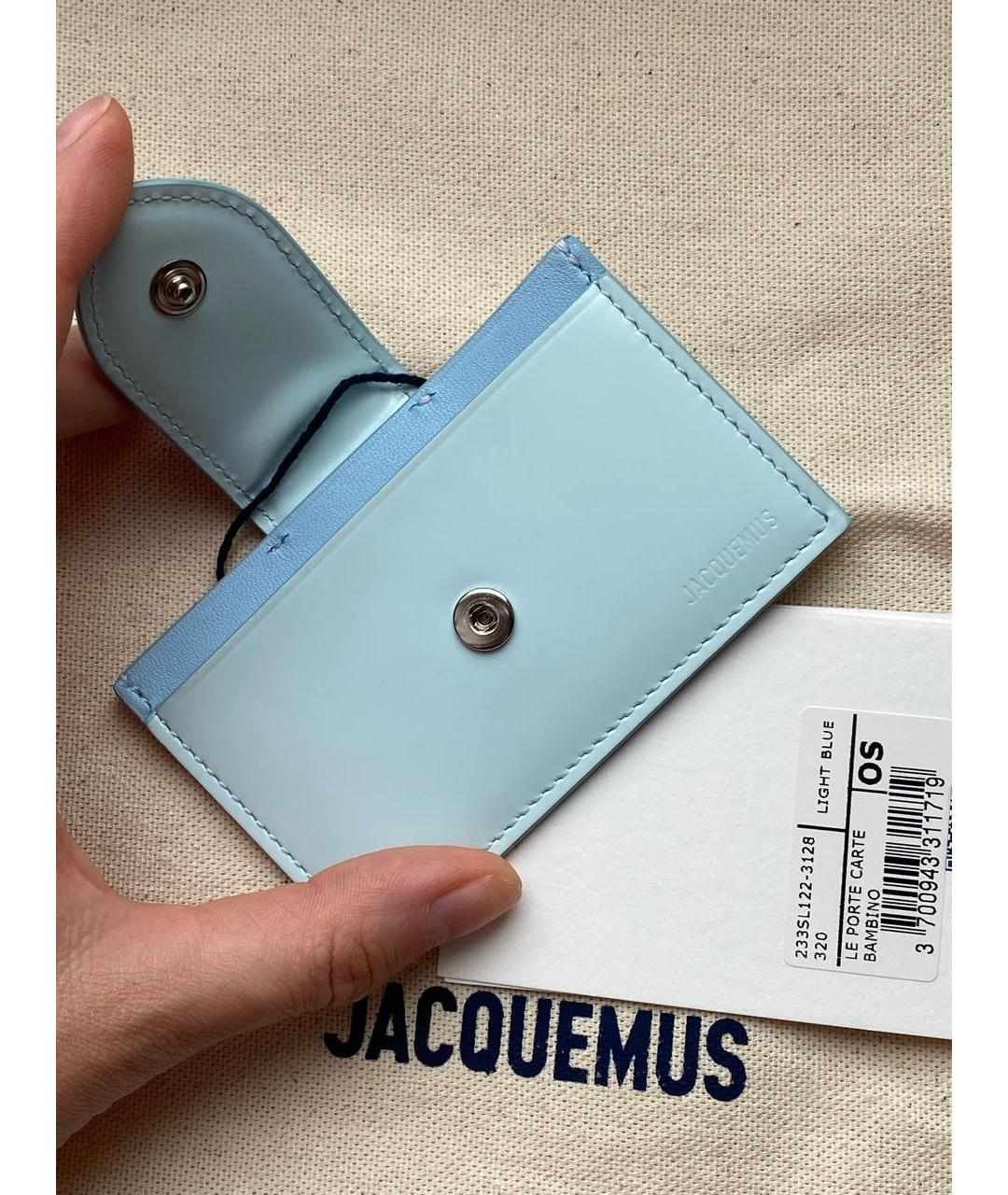 JACQUEMUS Голубой кожаный кардхолдер, фото 3