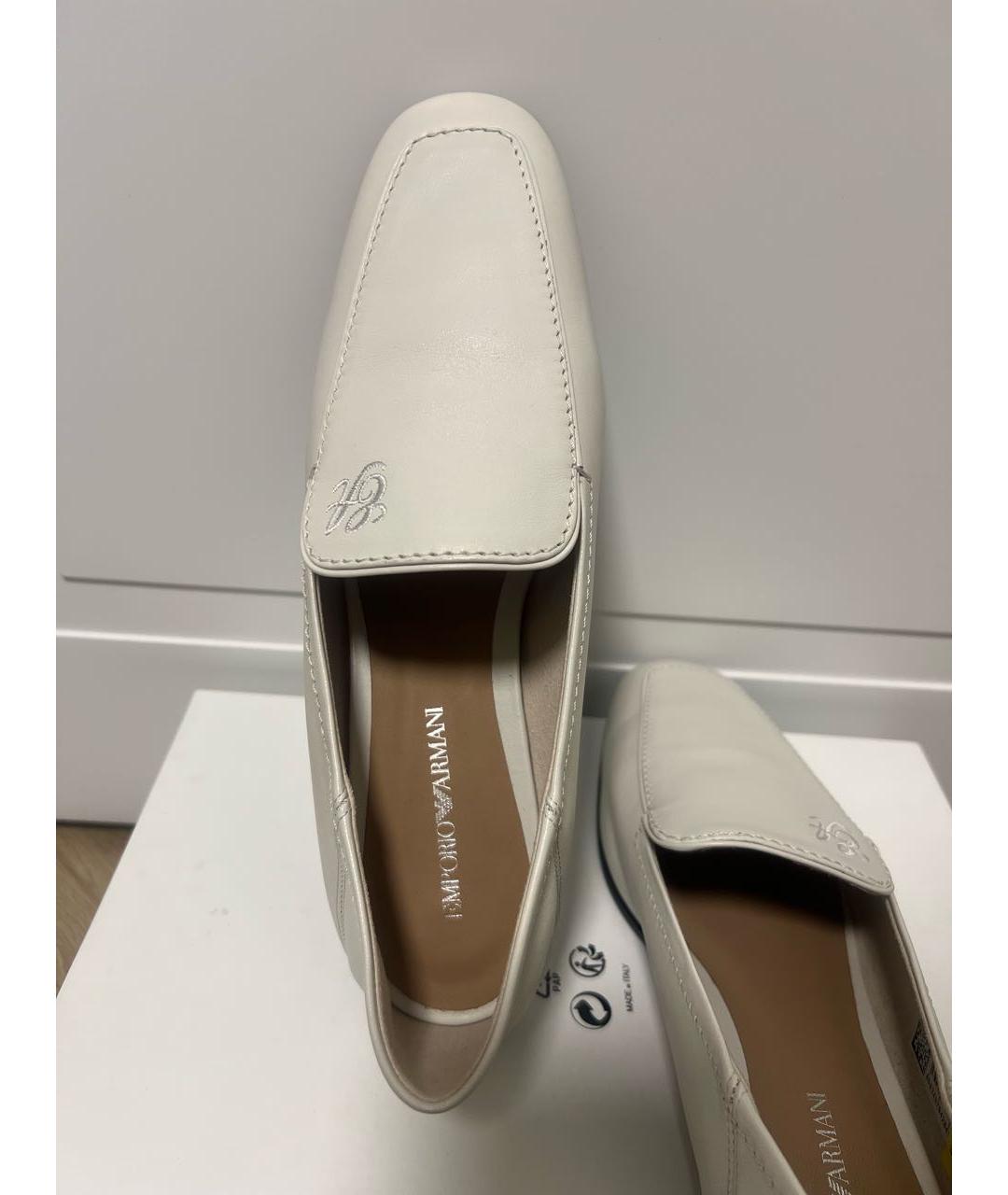 EMPORIO ARMANI Бежевые кожаные лоферы, фото 5
