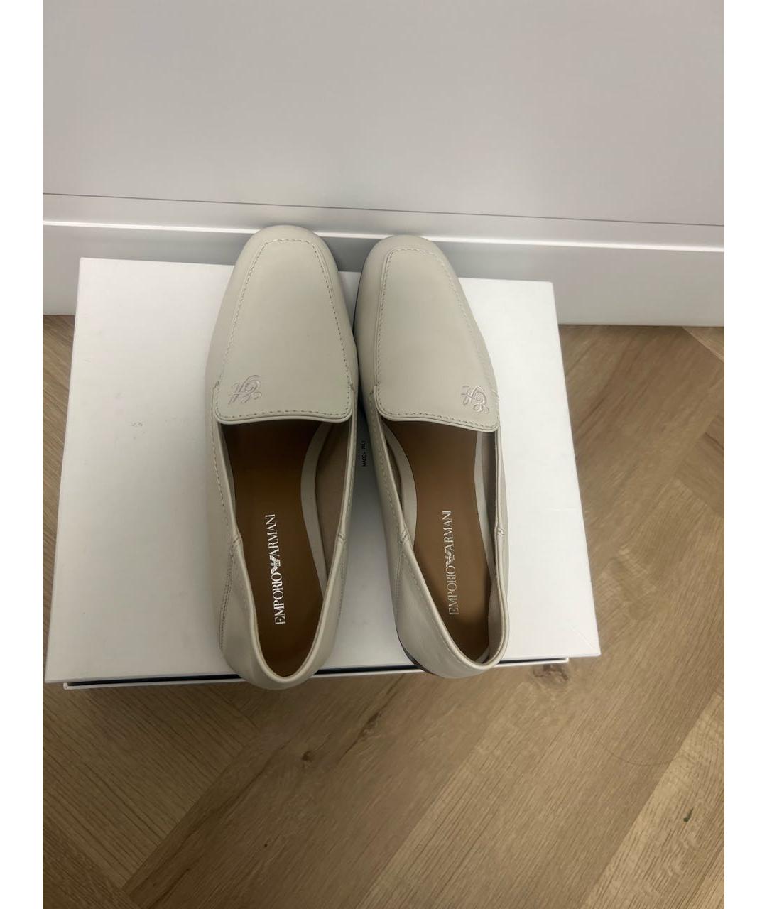 EMPORIO ARMANI Бежевые кожаные лоферы, фото 3