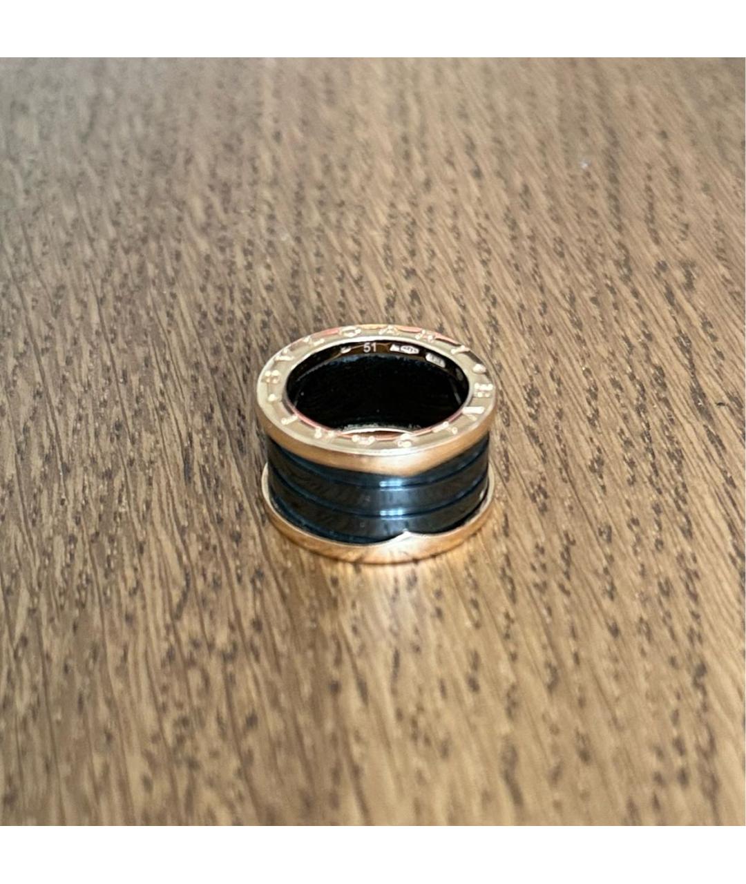 BVLGARI Черное кольцо из розового золота, фото 3