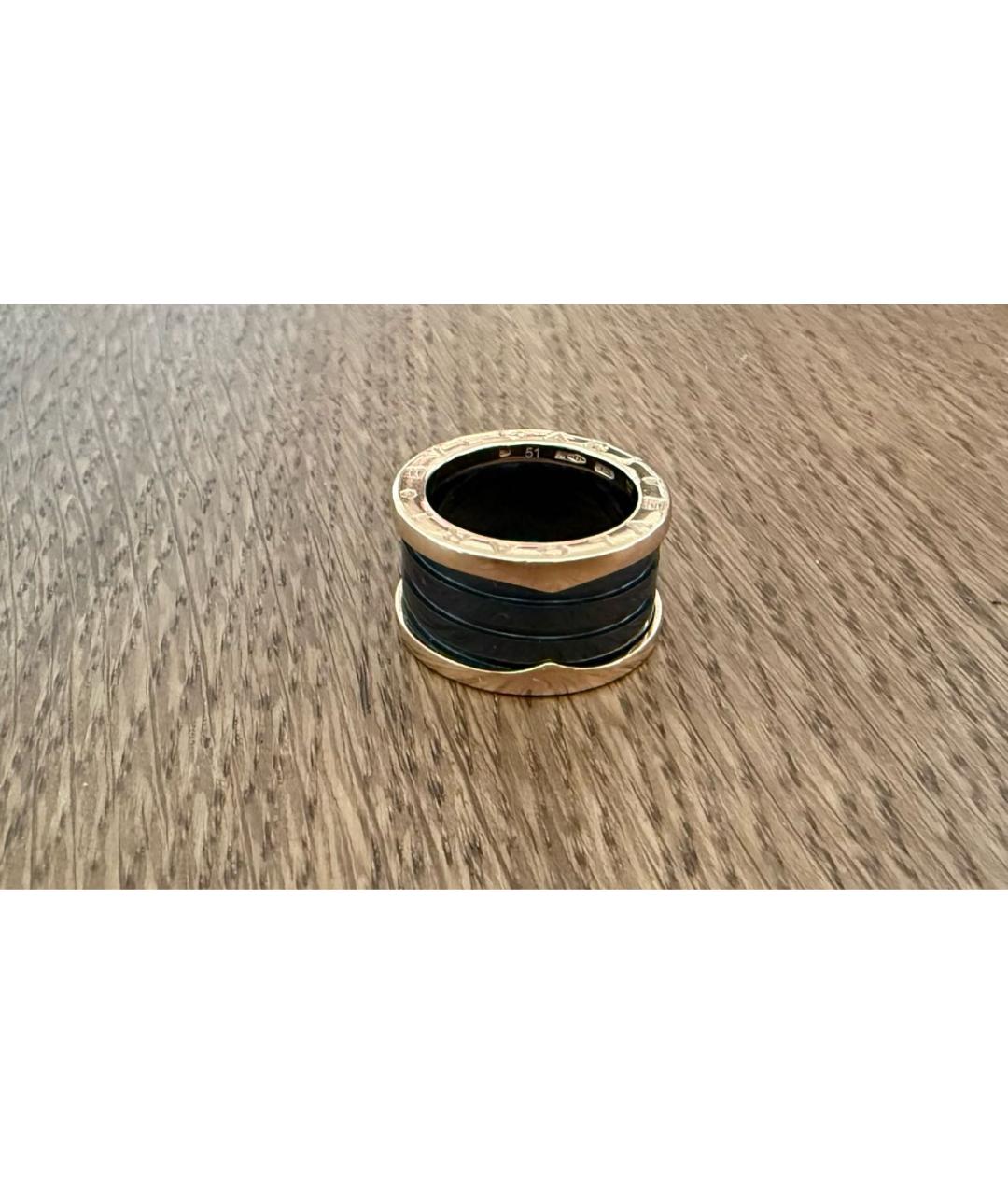 BVLGARI Черное кольцо из розового золота, фото 4