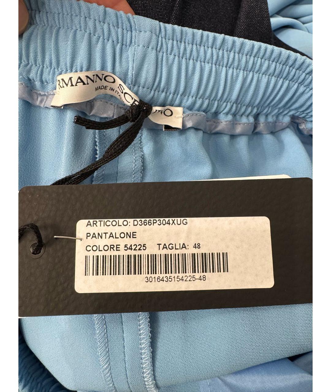 ERMANNO SCERVINO Голубые вискозные брюки широкие, фото 4