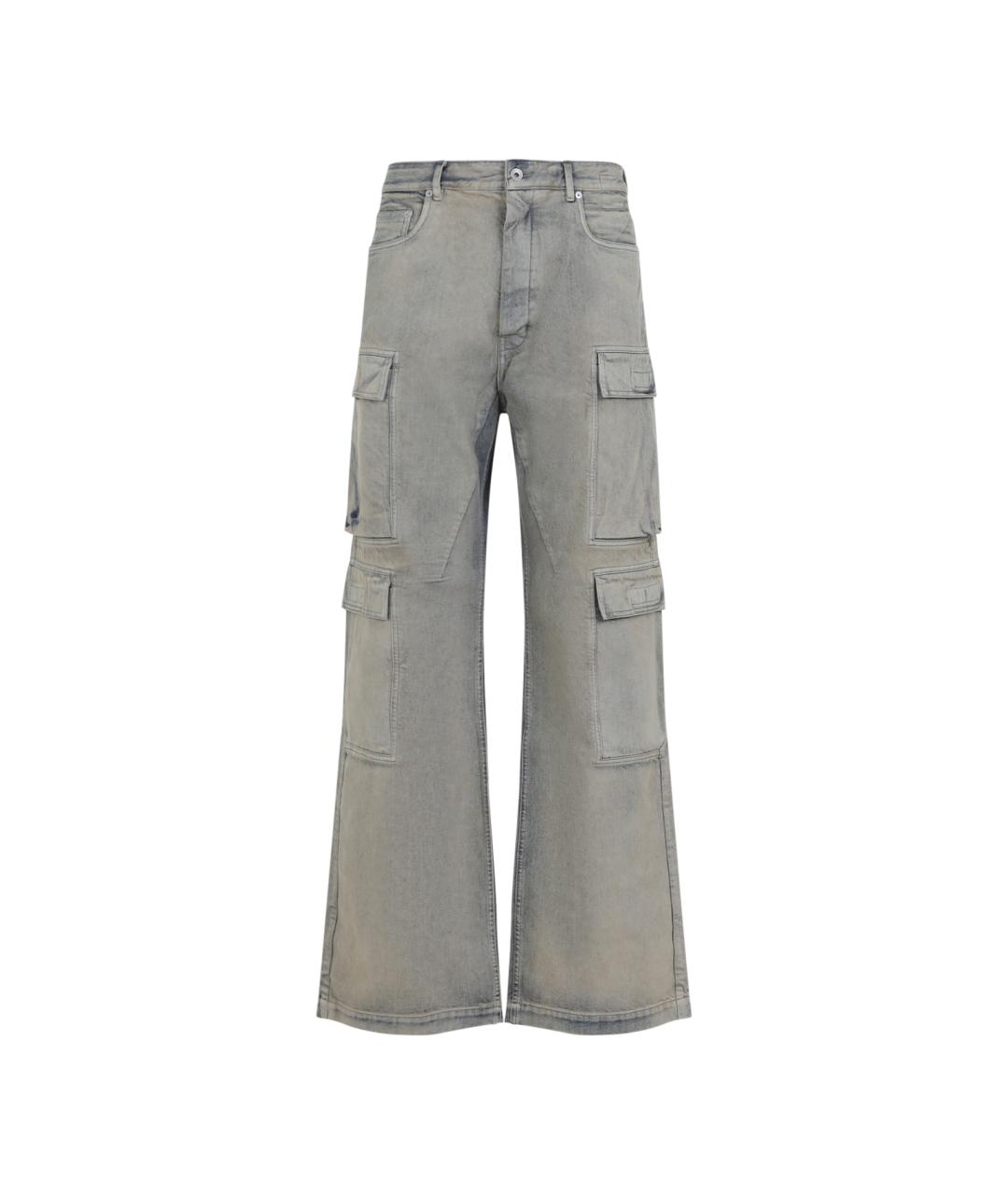 RICK OWENS DRKSHDW Серые хлопковые повседневные брюки, фото 1