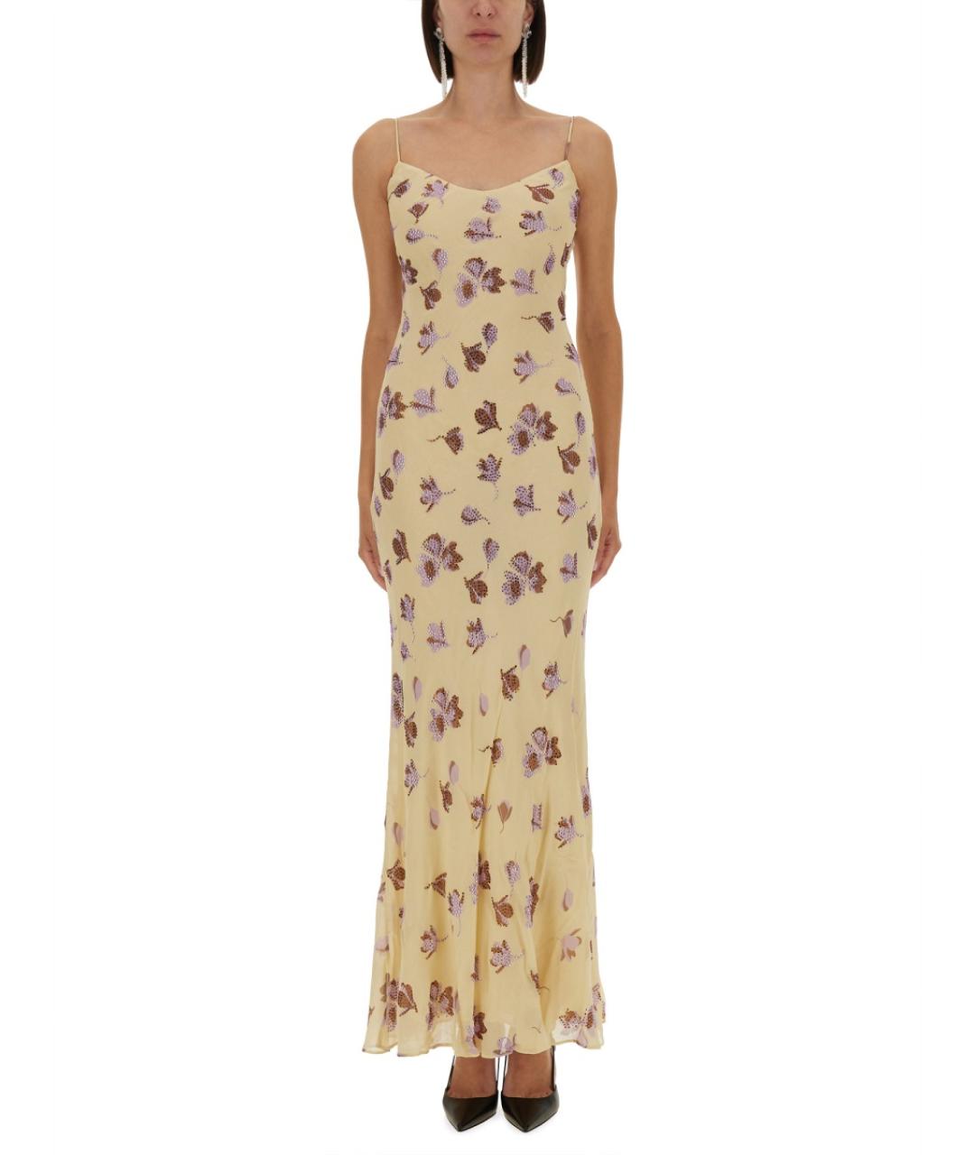 SELF-PORTRAIT Желтое вискозное повседневное платье, фото 1