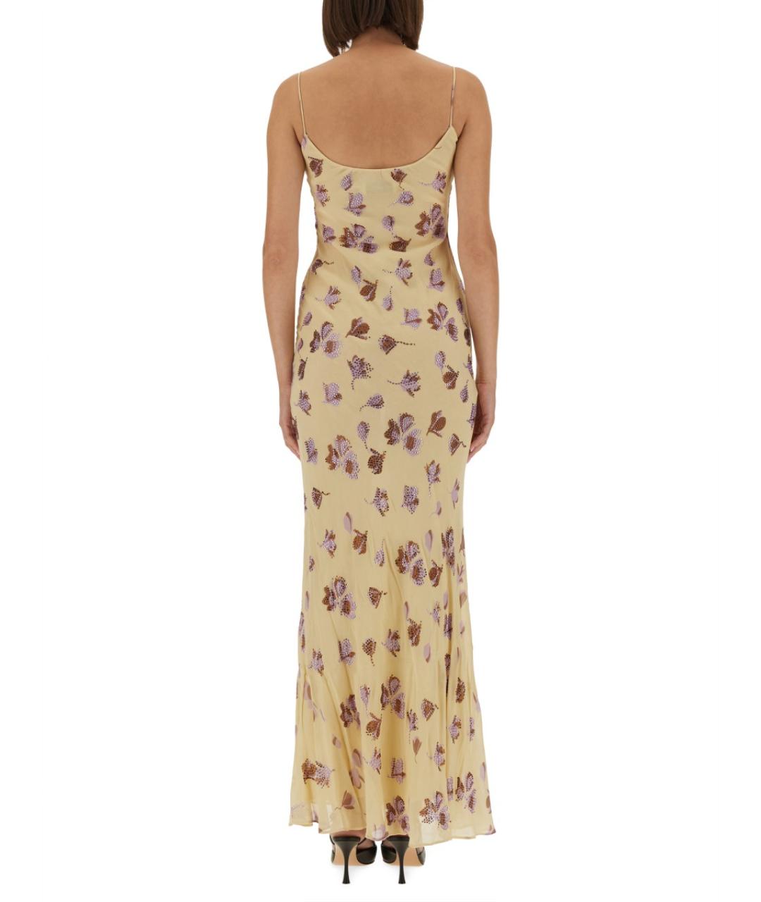 SELF-PORTRAIT Желтое вискозное повседневное платье, фото 3