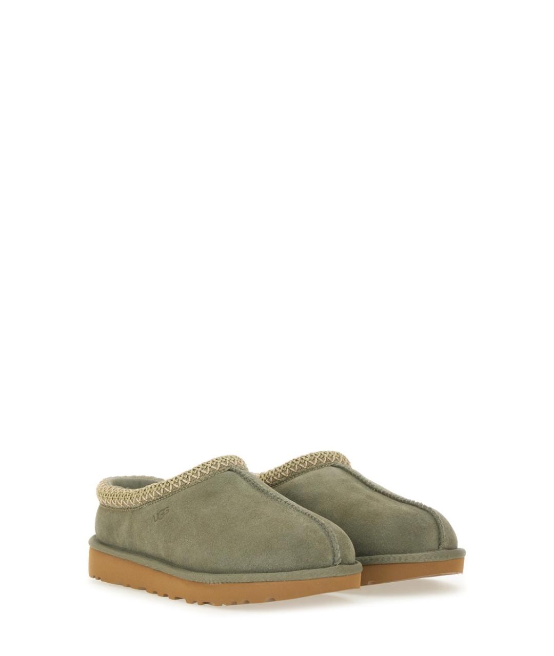 UGG AUSTRALIA Зеленые кожаные сабо, фото 2